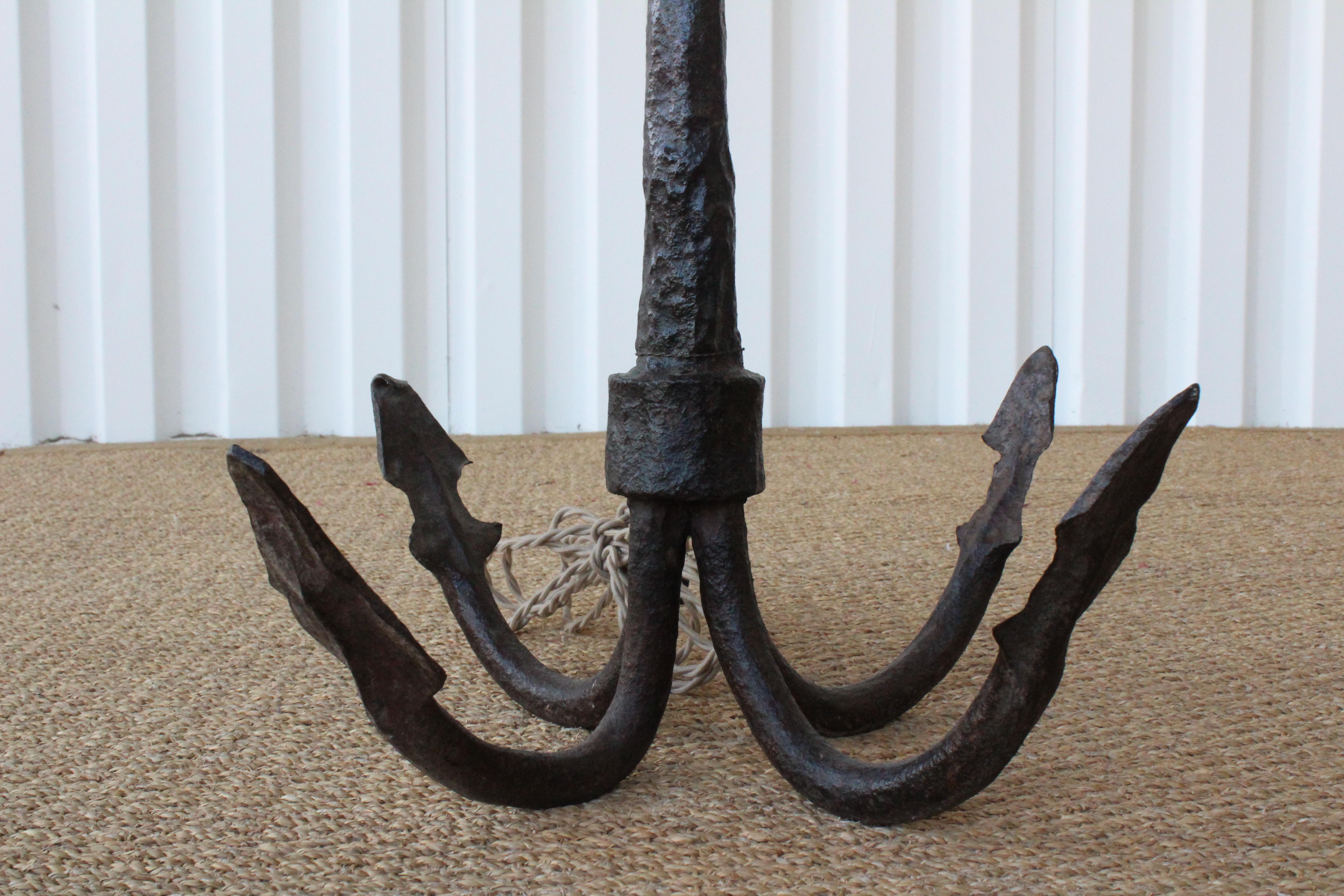 French Iron Anchor Floor Lamp, France, 1950s