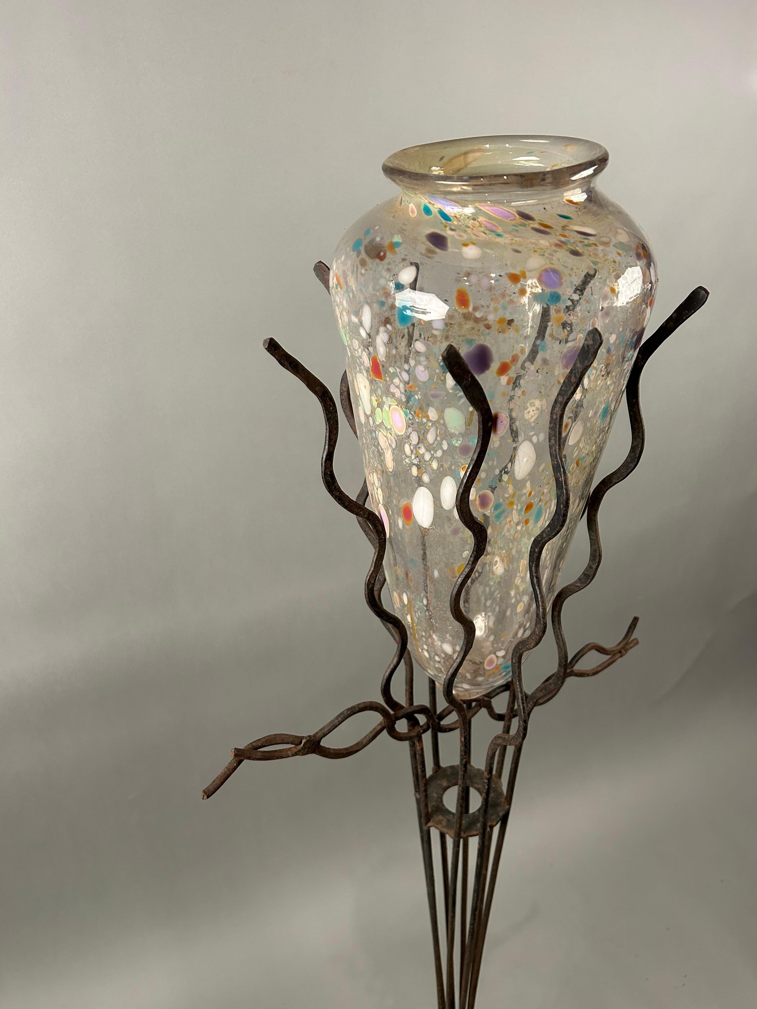 Sculpture en fer et verre d'art Larry Livolsi (1946-2015) Lorenz Studio Bon état - En vente à Woodbury, CT