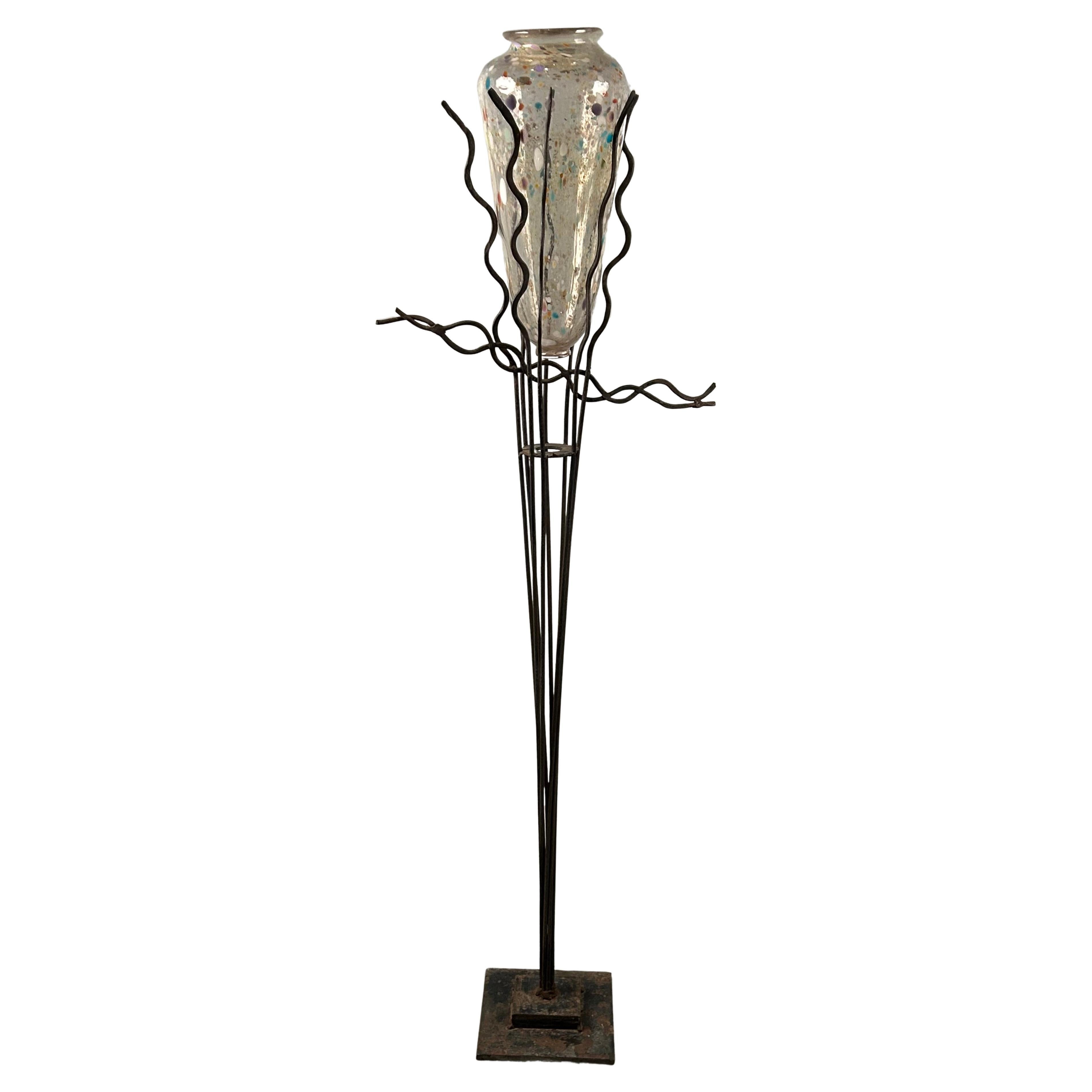 Iron and Art Glass Sculpture Larry Livolsi (1946-2015) Lorenz Studio
