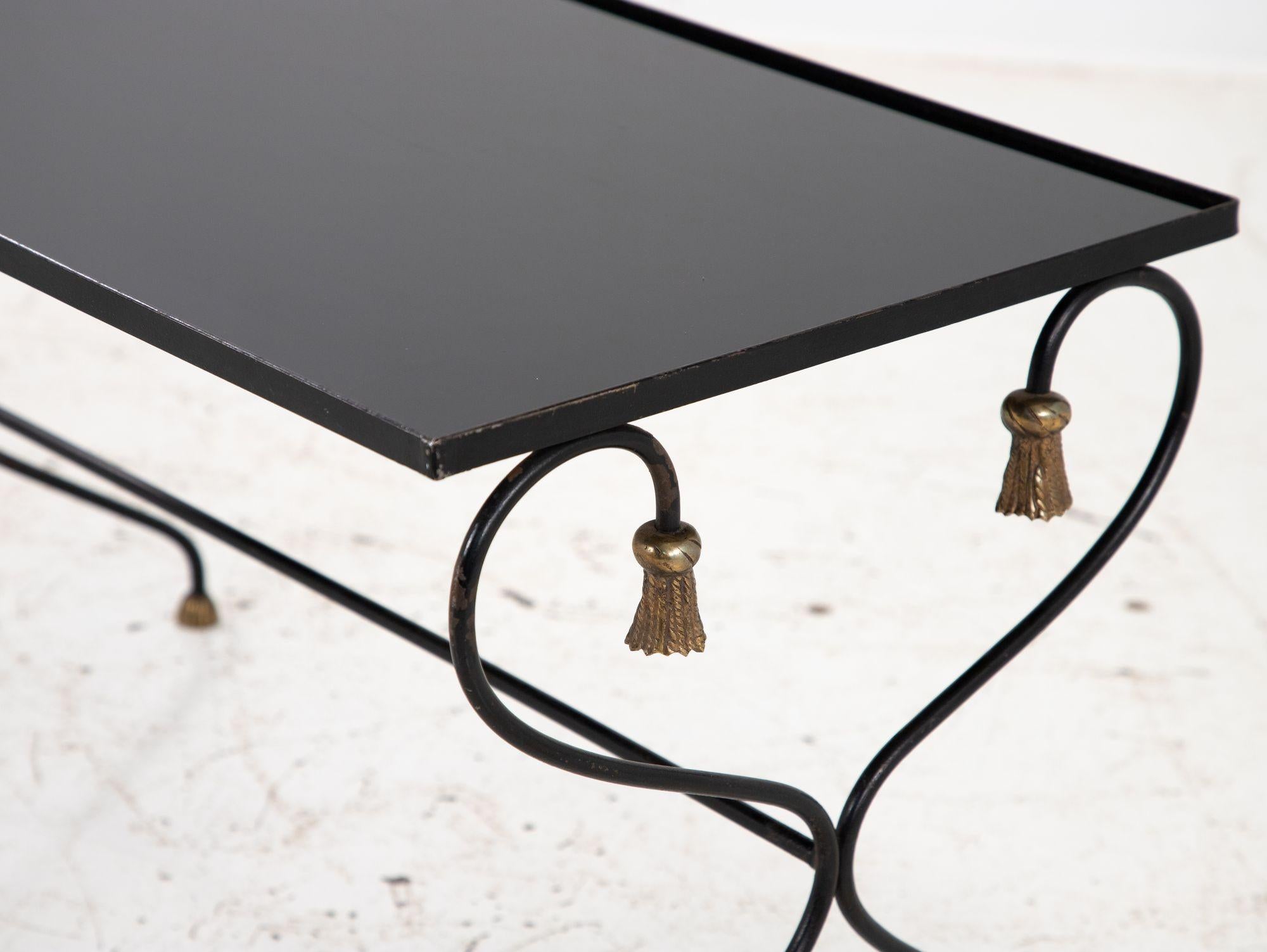 Iron and Black Glass Cocktail Table, 20th Century For Sale 6