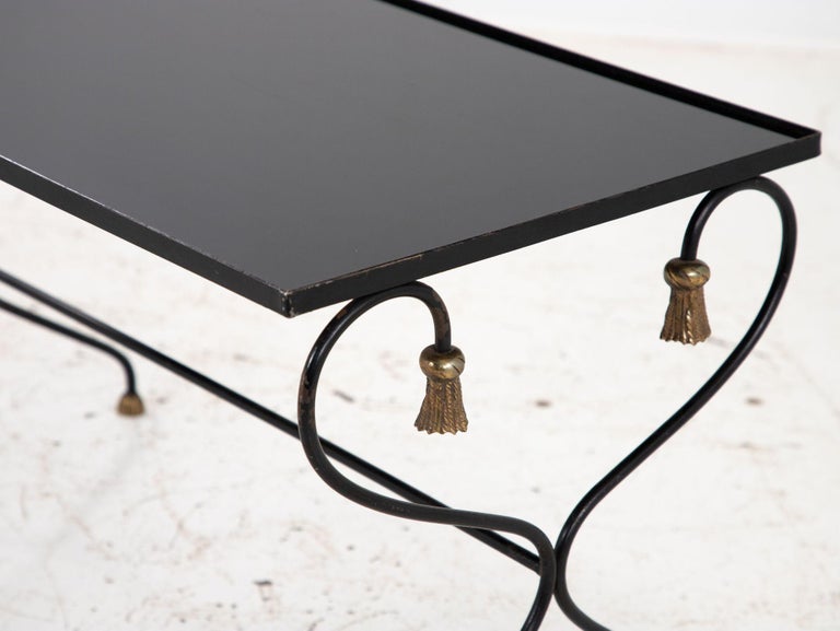 Iron and Black Glass Cocktail Table, 20th Century For Sale at 1stDibs