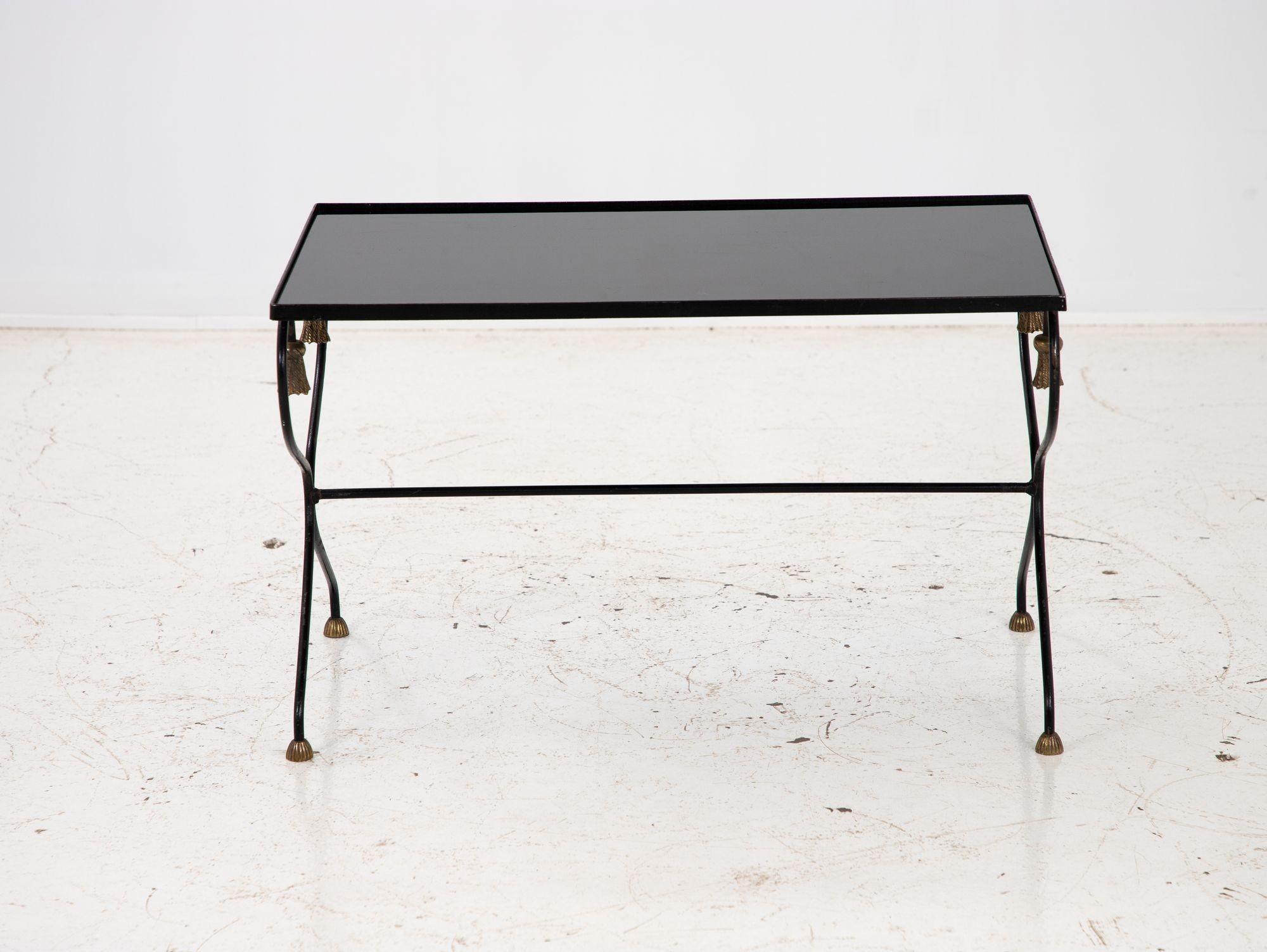 Iron and Black Glass Cocktail Table, 20th Century For Sale 1