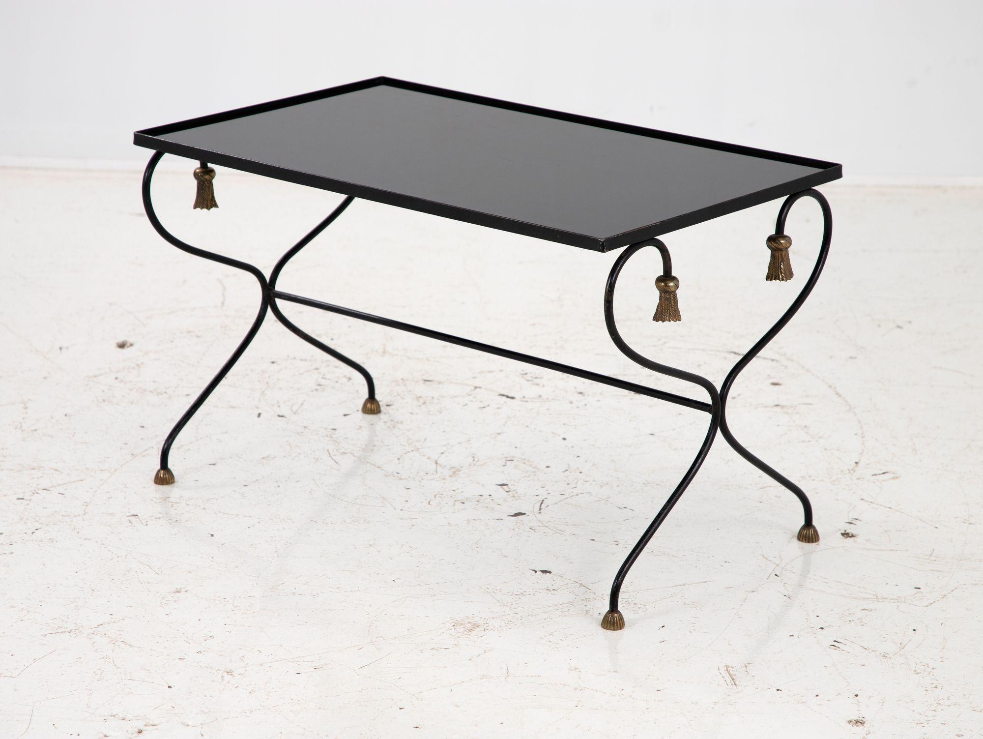 Iron and Black Glass Cocktail Table, 20th Century For Sale 2