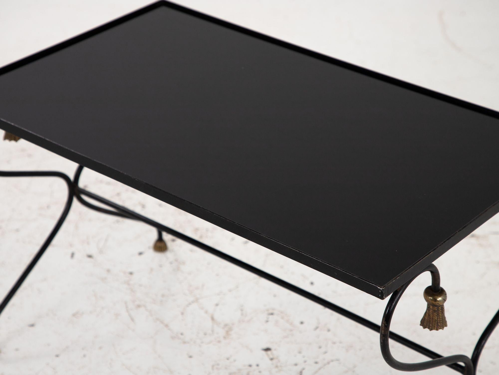 Iron and Black Glass Cocktail Table, 20th Century For Sale 3