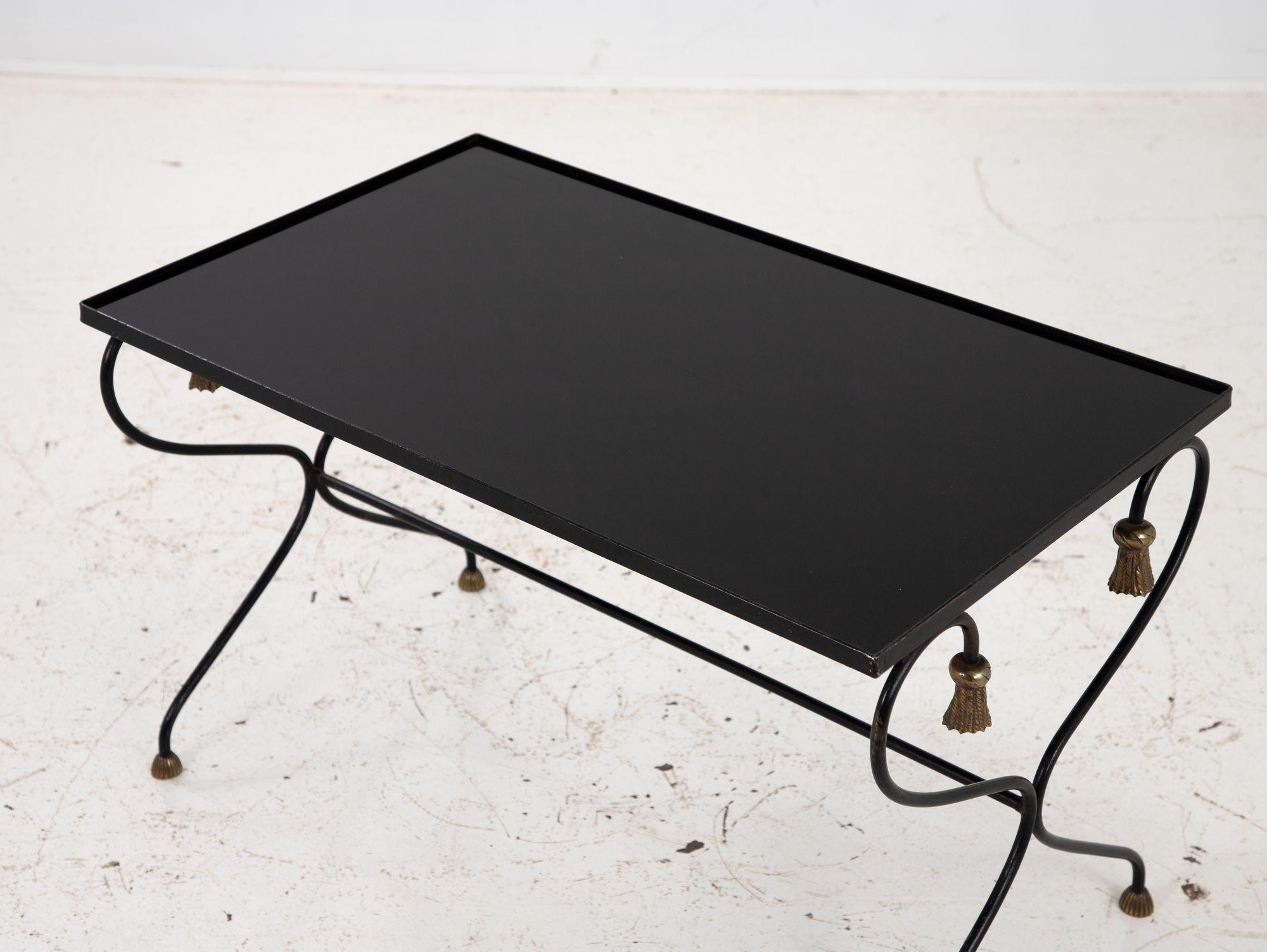 Iron and Black Glass Cocktail Table, 20th Century For Sale 4