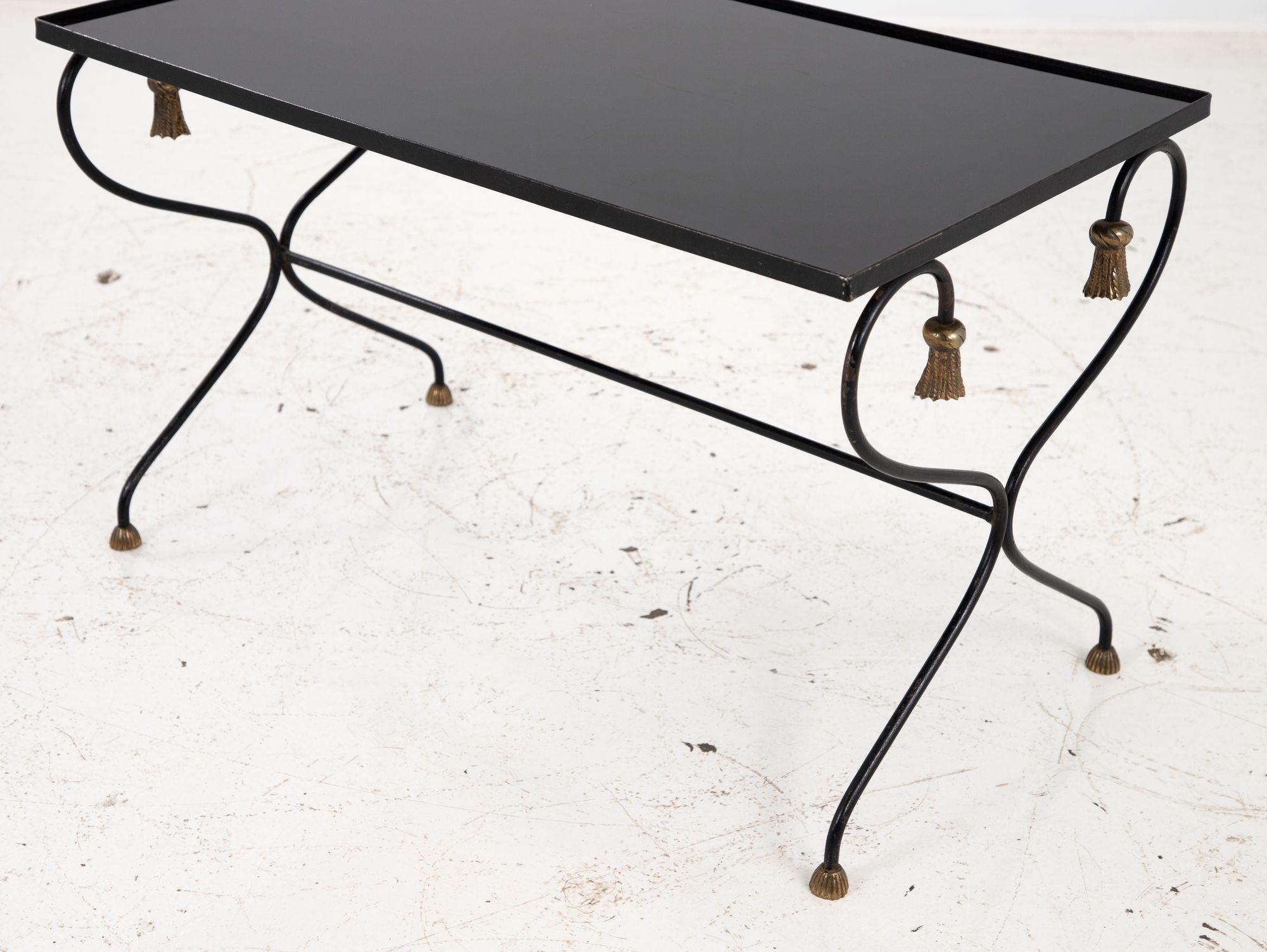Iron and Black Glass Cocktail Table, 20th Century For Sale 5