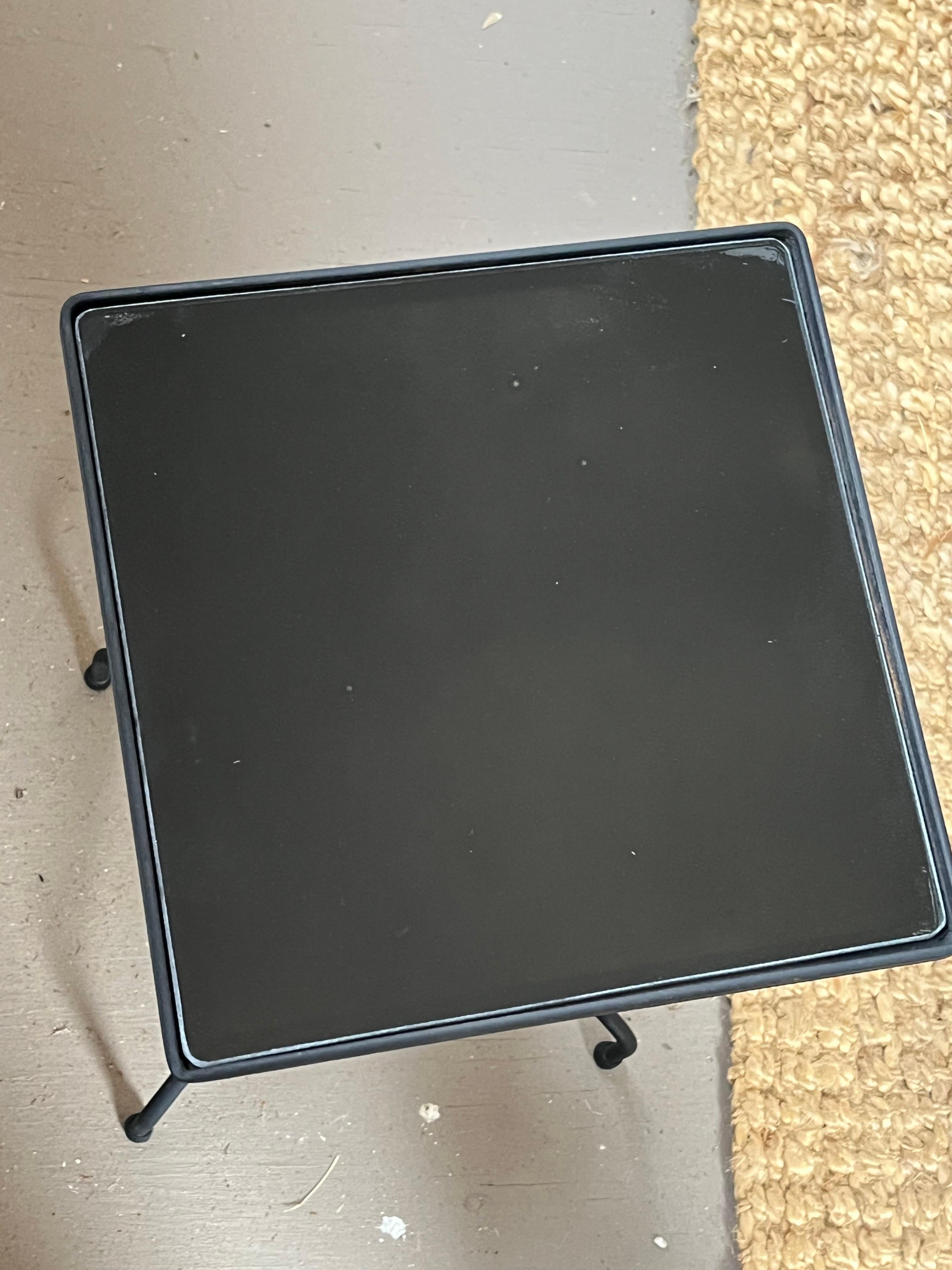 20th Century Iron and Black Mirror Side Table, Style of Mathieu Mategot, 1950’s