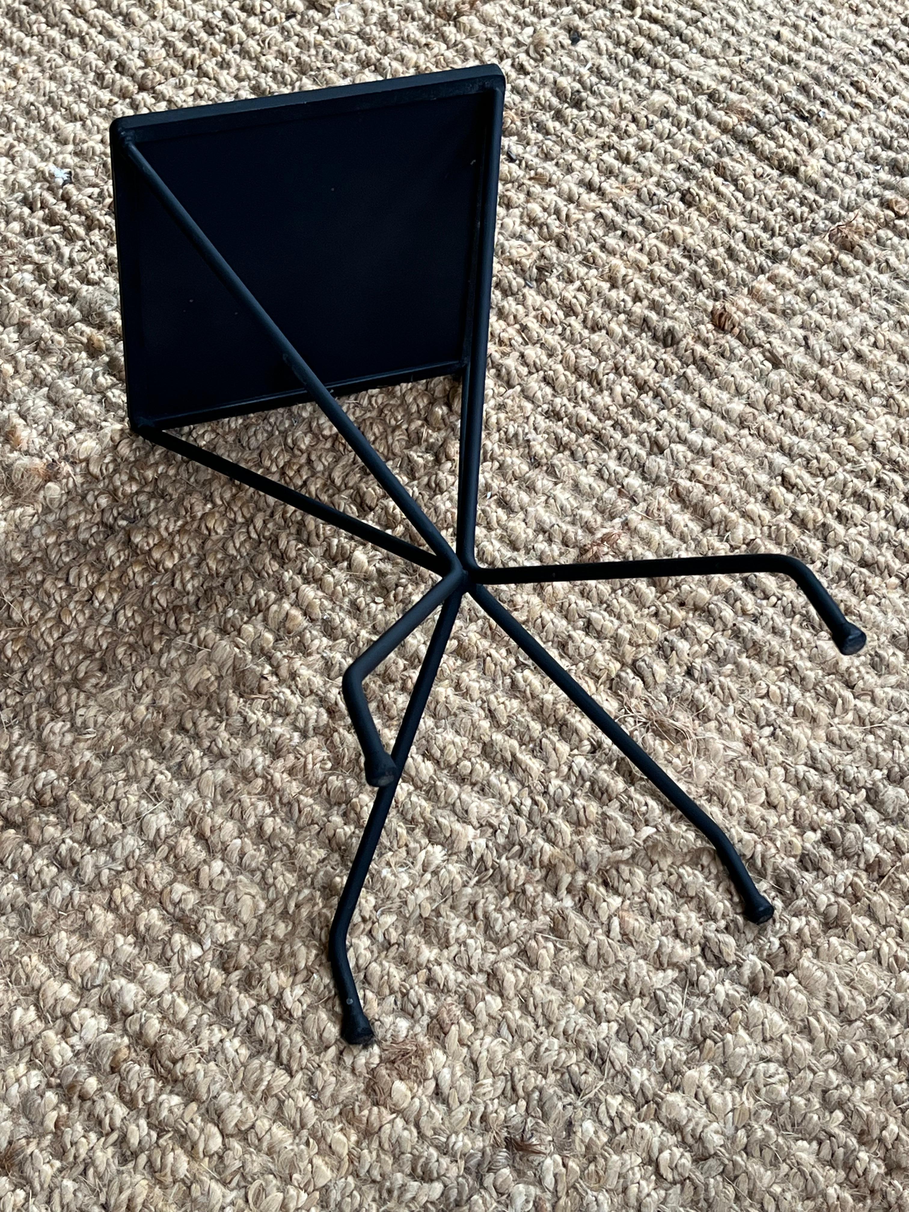 Steel Iron and Black Mirror Side Table, Style of Mathieu Mategot, 1950’s