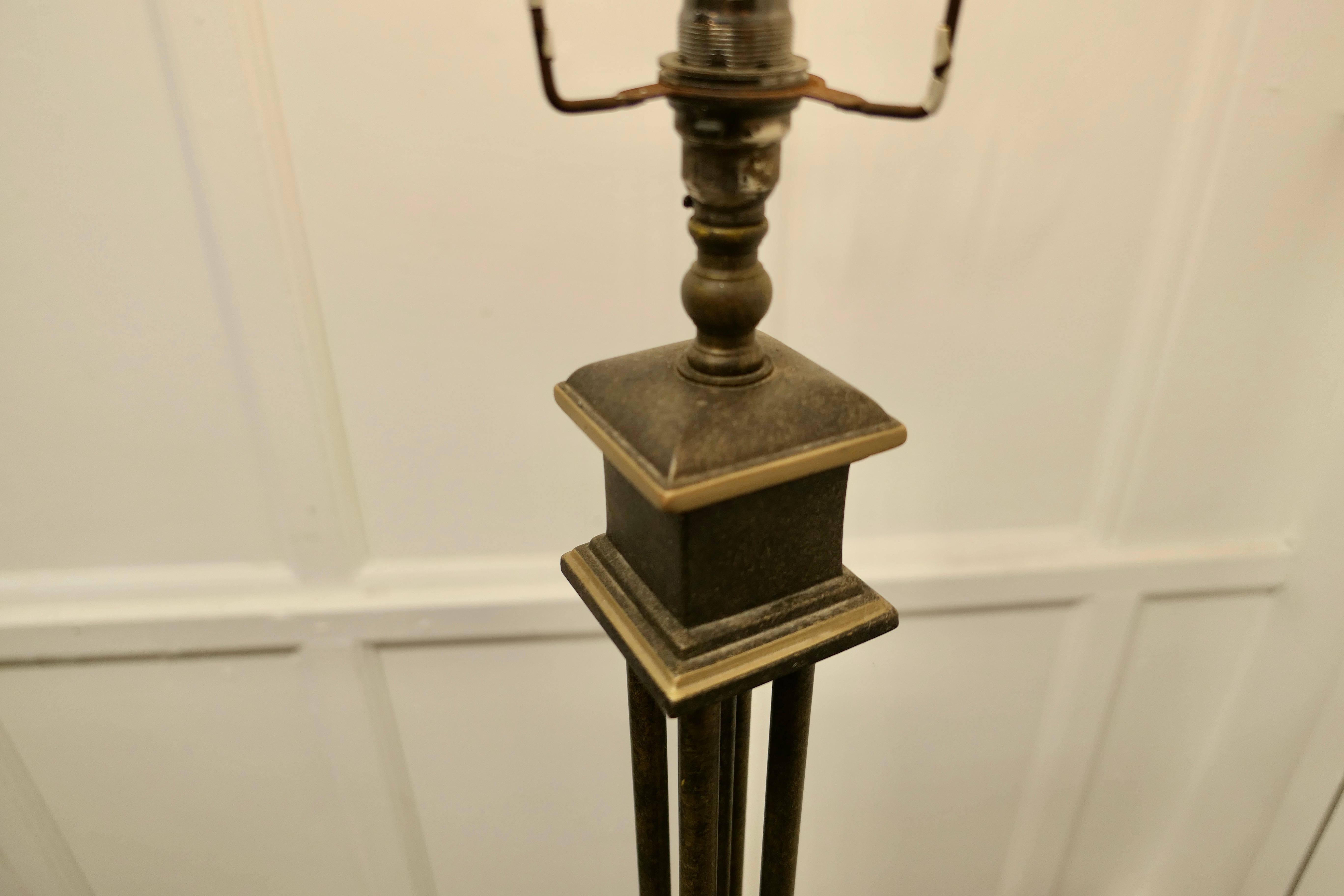 Iron and Brass Column Floor Lamp, Standard Lamp For Sale 4