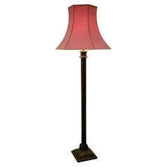 Lampadaire à colonne en fer et laiton, lampe standard