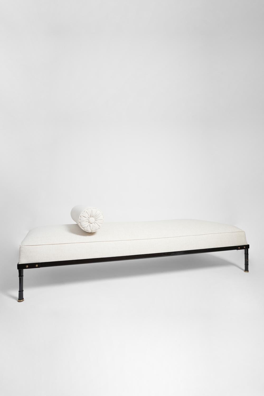 French  Iron and brass faux bamboo daybed, 1960s. For Sale