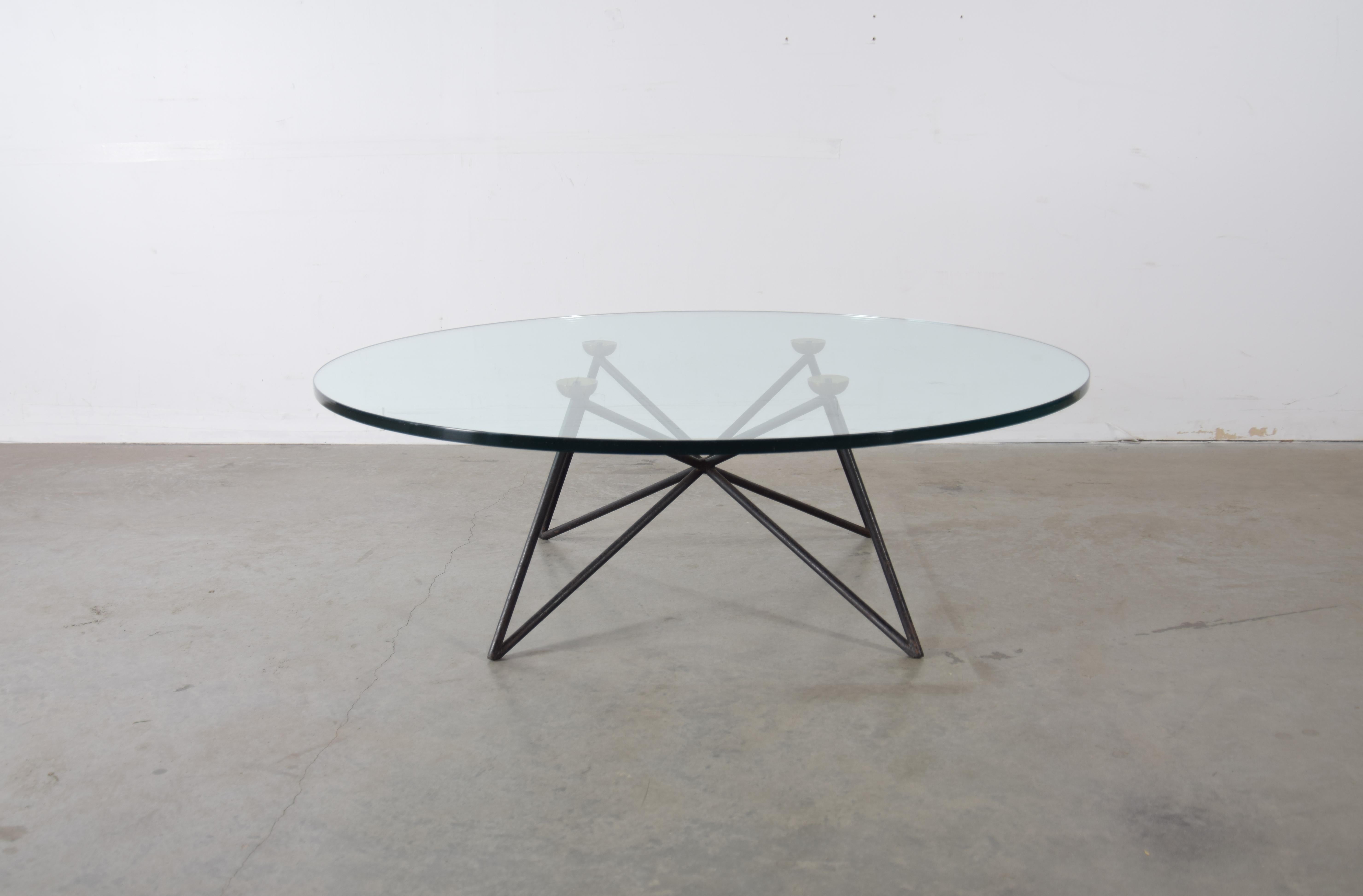 Iron and Brass Glass Top Coffee Table from Paris For Sale 4