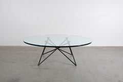 Iron and Brass Glass Top Coffee Table from Paris