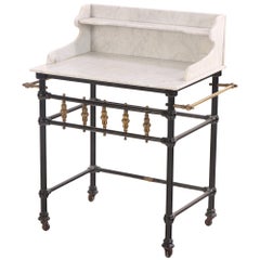 Iron and Brass Marble Top Stand, likely French, Late 19th C.