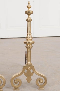 Iron and Brass Pair of French 19th Century Louis XIII-Style Chenets