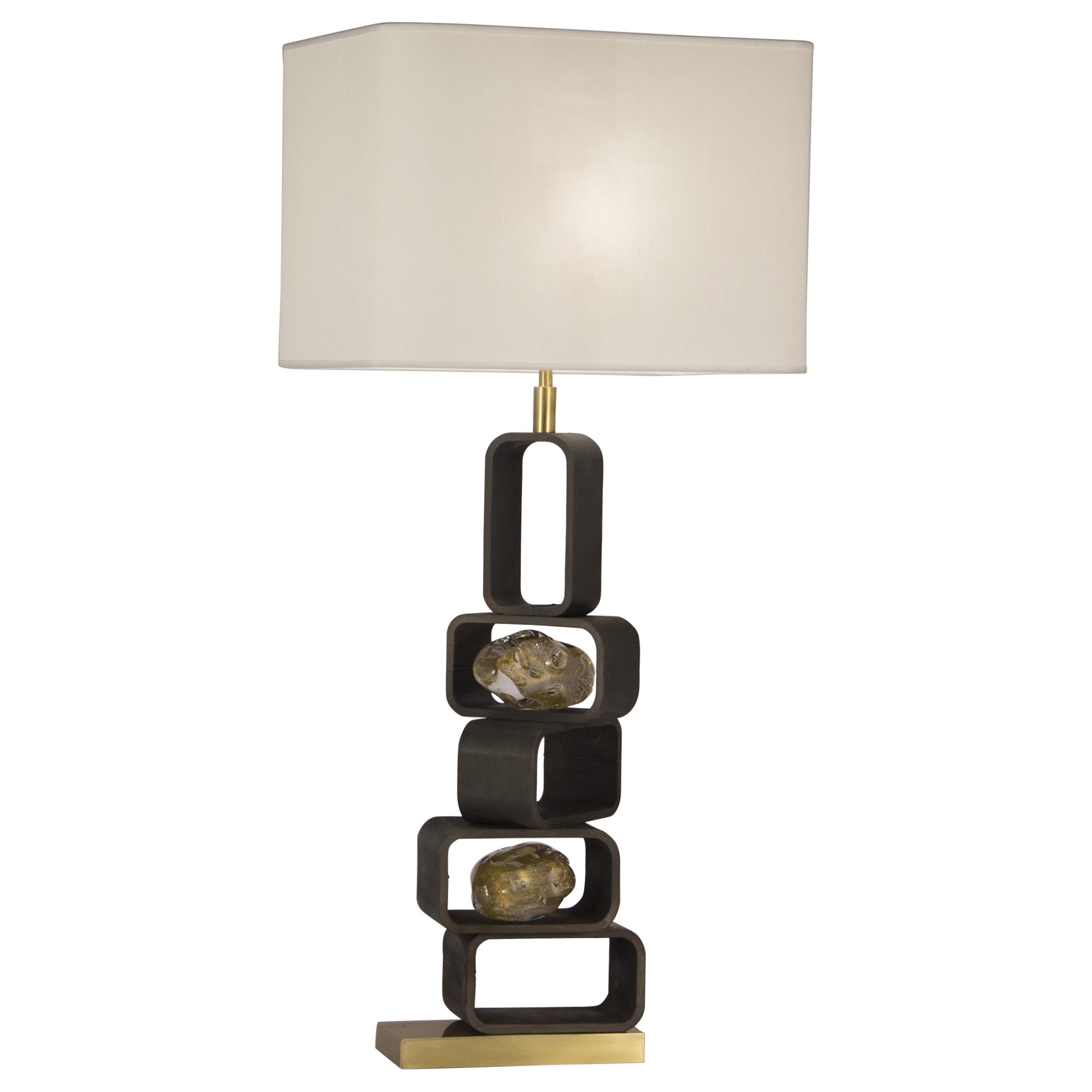 Iron and Brass "Parigi" Table Lamp For Sale