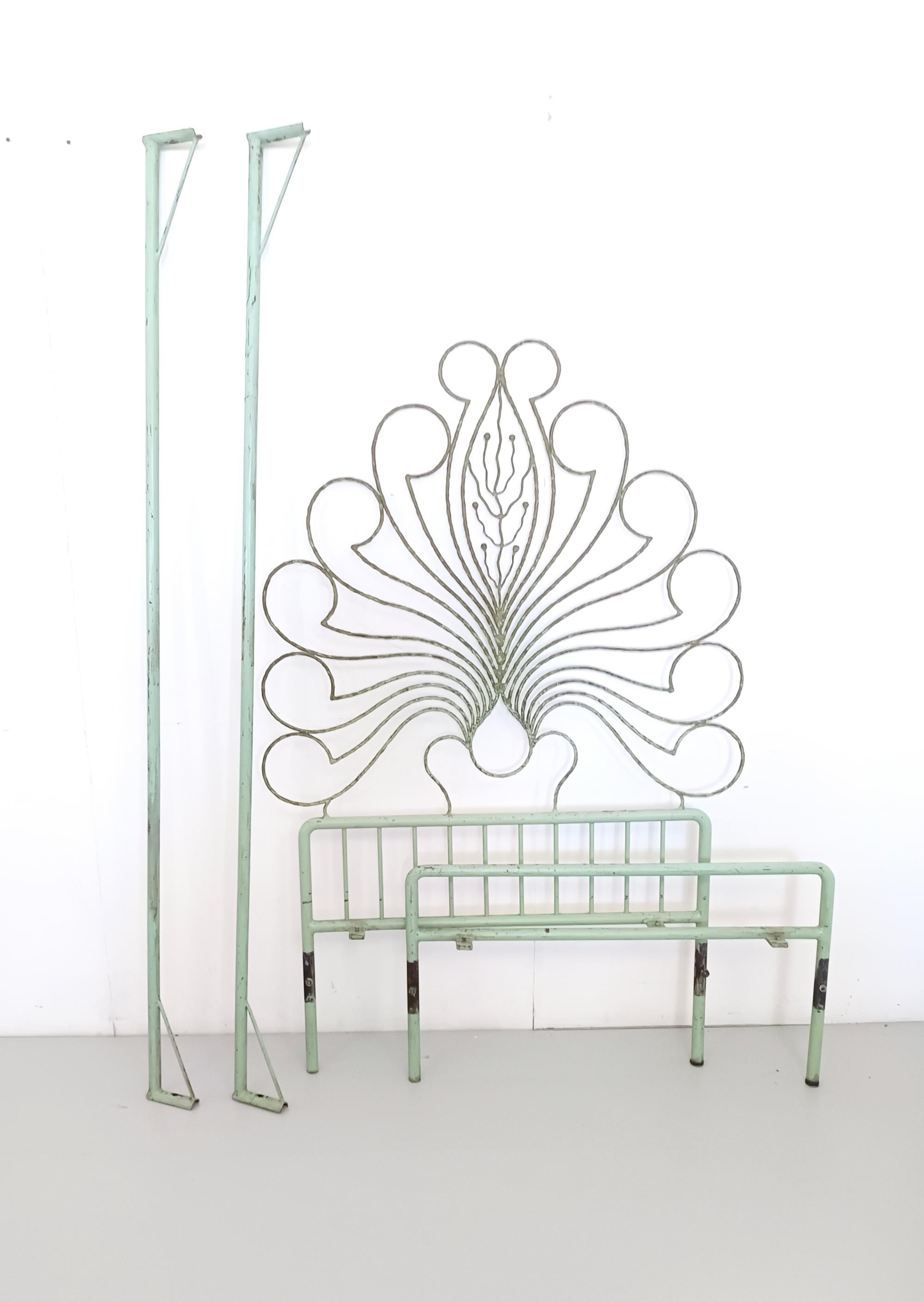 Italian Iron and Brass Single Bed Frame, Italy For Sale