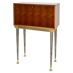 Iron and brass travel writing table cabinet, 1960s
