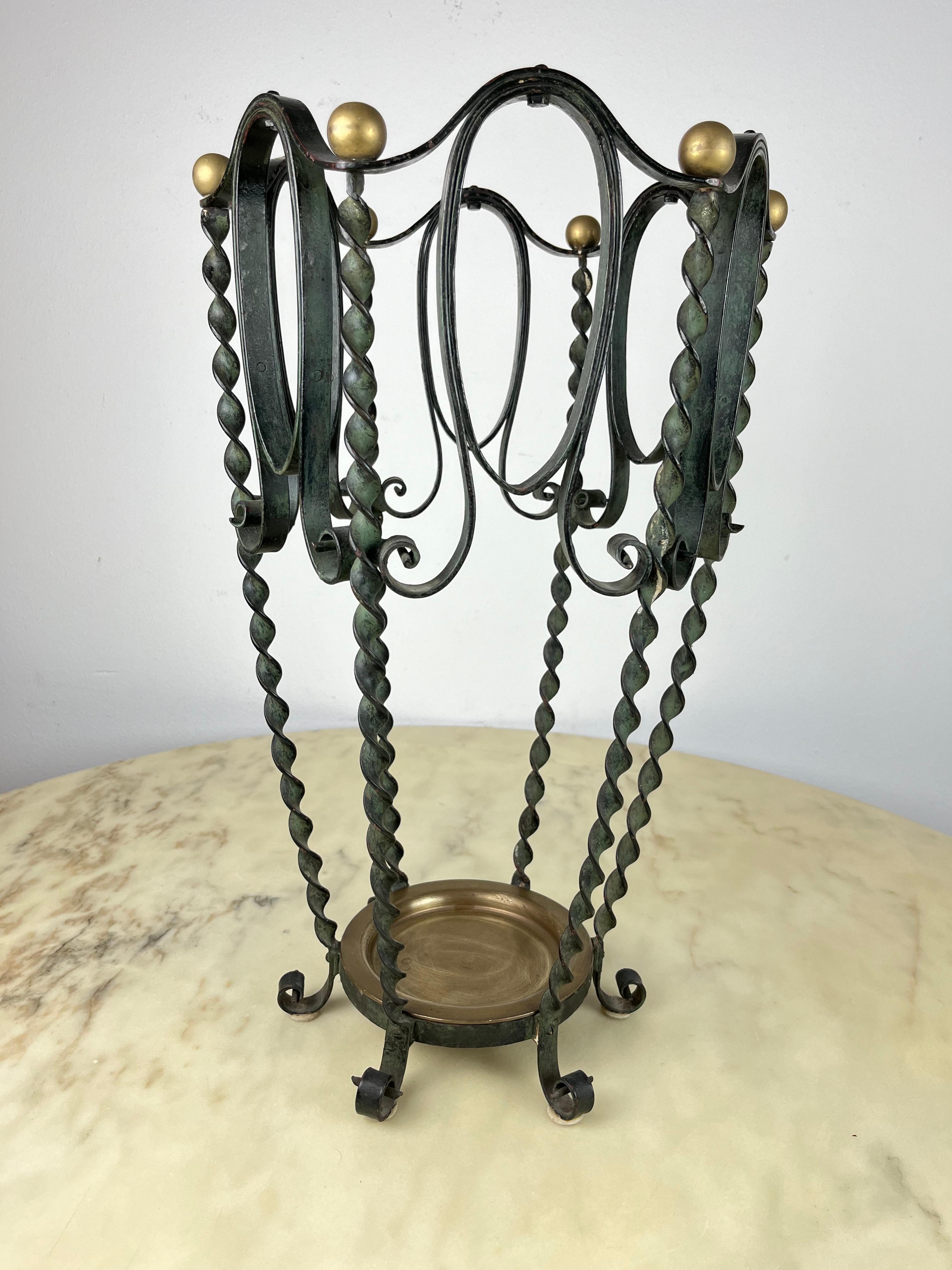 Iron and Brass Umbrella Stand, Italy, 1930s For Sale 2