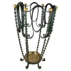 Iron and Brass Umbrella Stand, Italy, 1930s