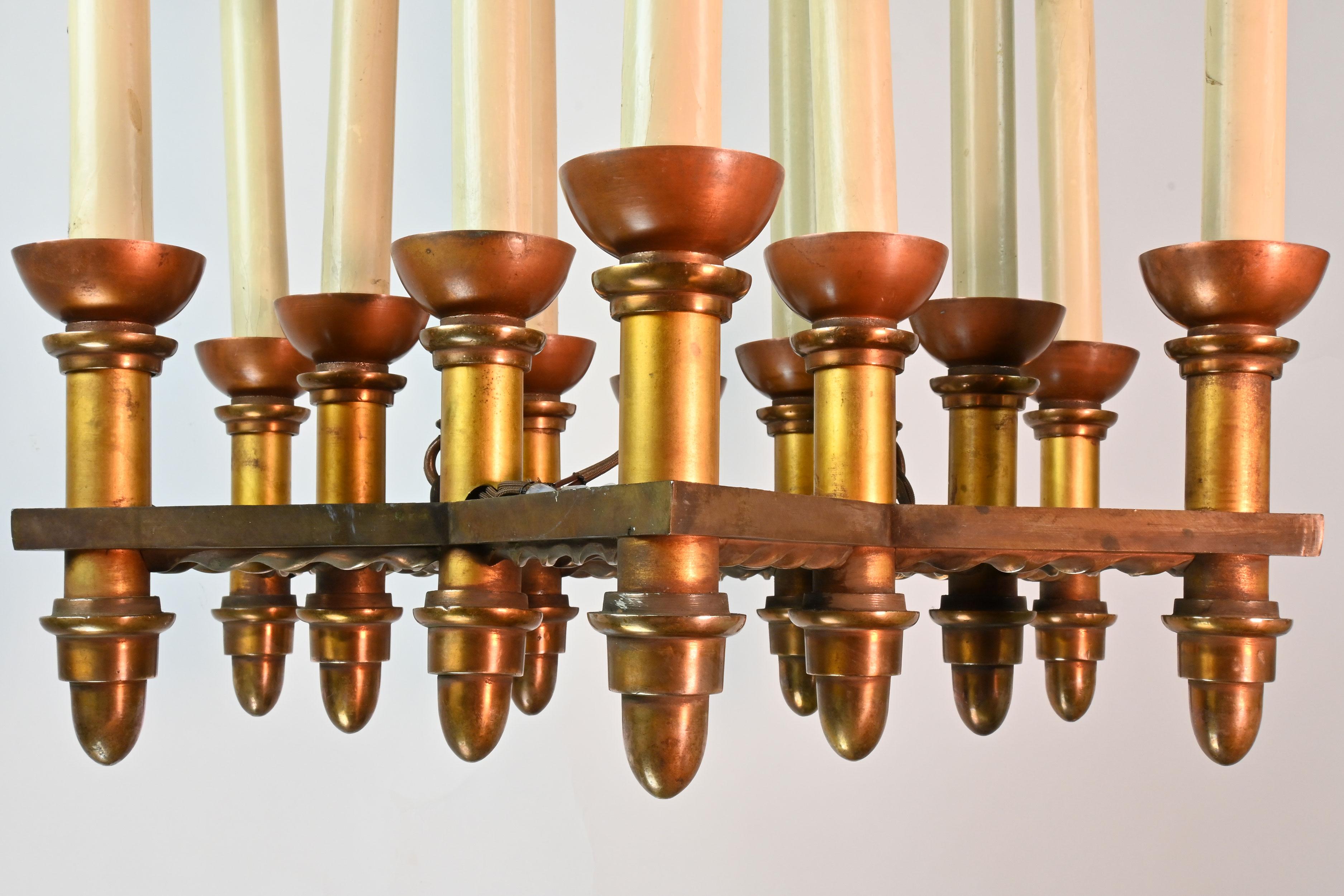 American Iron and Bronze 12 Candle Chandelier For Sale