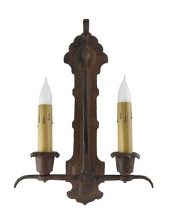 Iron and Bronze Oscar Bach 2 Candle Dragon Sconce