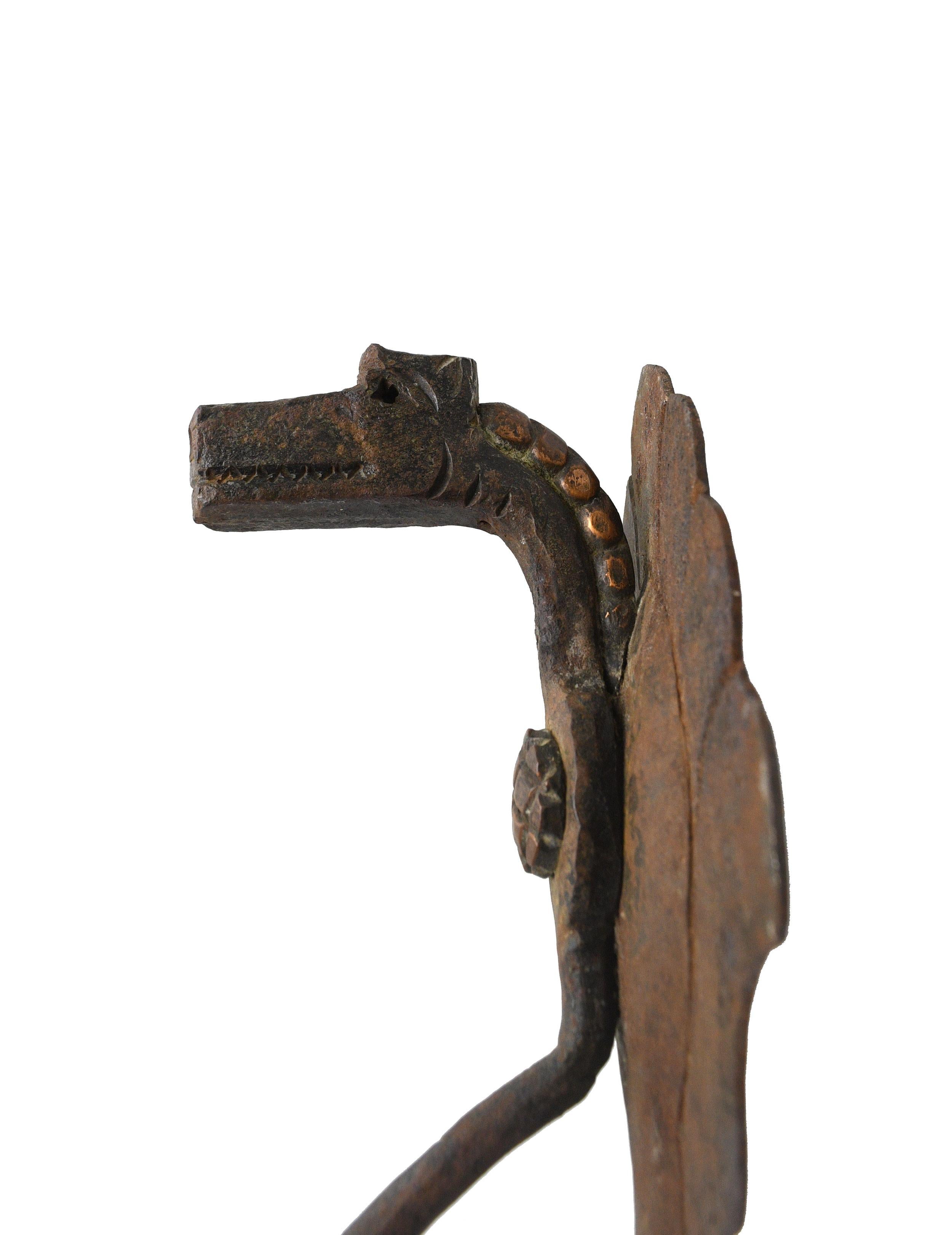 American Iron and Bronze Oscar Bach 2 Candle Dragon Sconce For Sale