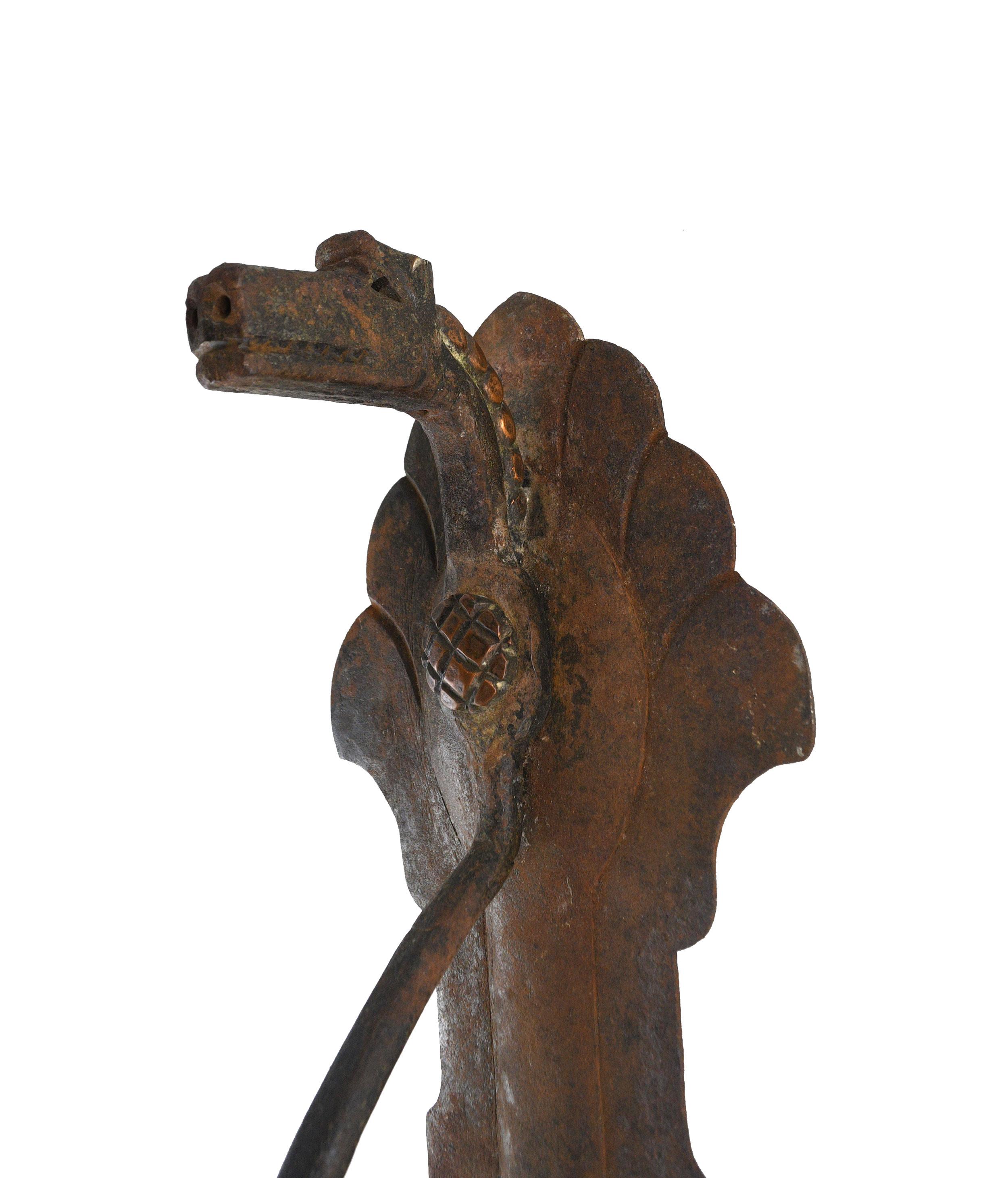 Iron and Bronze Oscar Bach 2 Candle Dragon Sconce In Good Condition For Sale In Minneapolis, MN