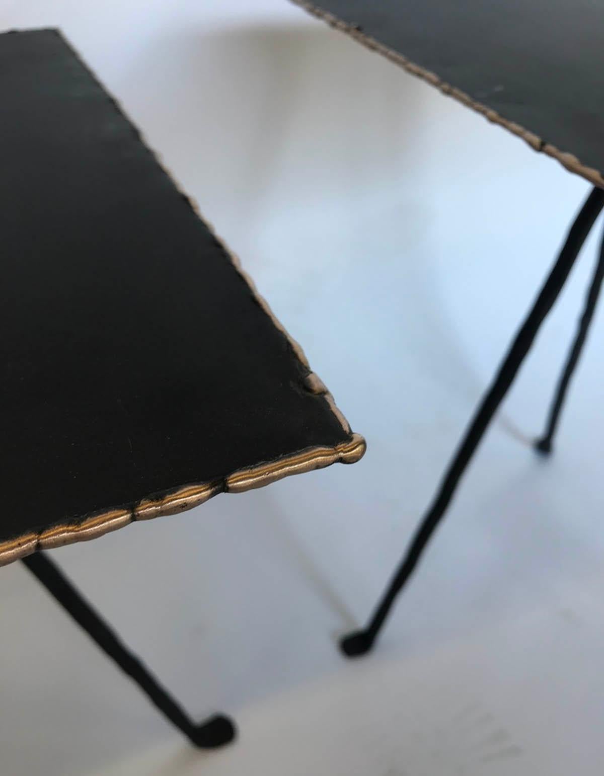 Contemporary Iron and Bronze Tripod Tables