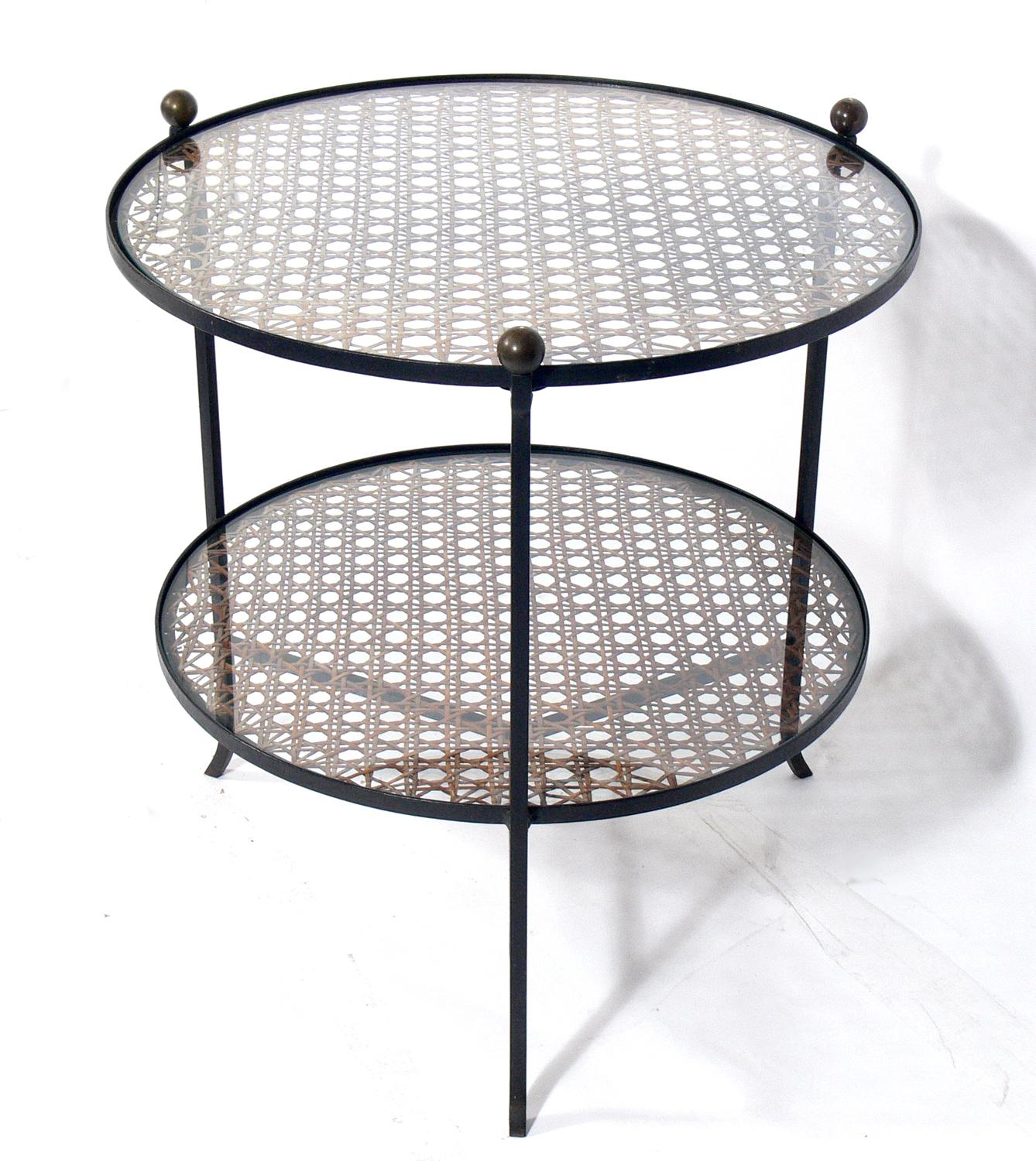 Mid-Century Modern Iron and Cane Table Attributed to John Vesey