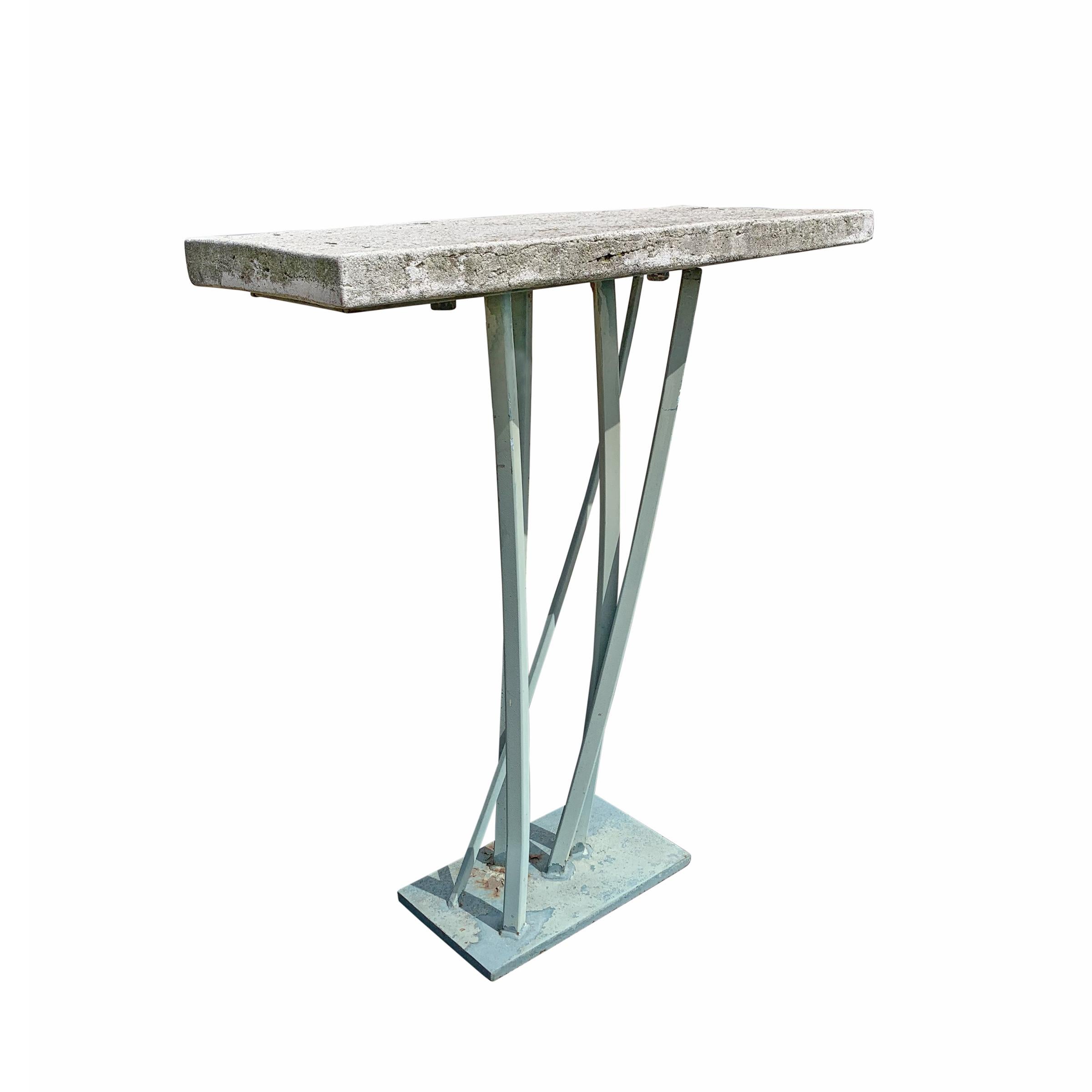 Iron and Cast Stone Console Table by Joseph Wesner In Good Condition In Chicago, IL