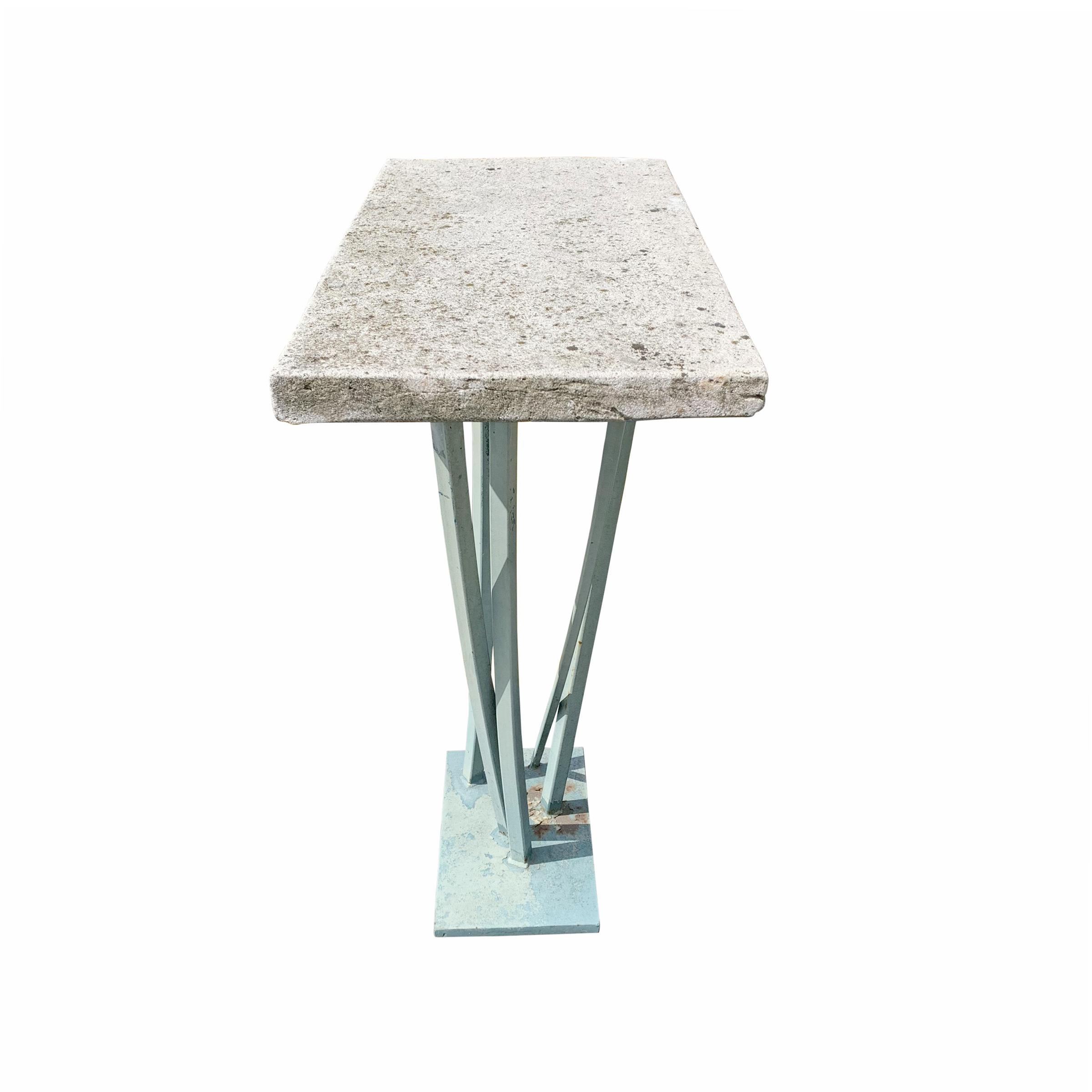 Iron and Cast Stone Console Table by Joseph Wesner 1