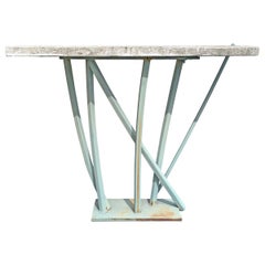Vintage Iron and Cast Stone Console Table by Joseph Wesner