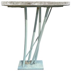 Vintage Iron and Cast Stone Console Table by Joseph Wesner