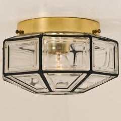 Iron and Clear Glass Flush Mount Wall Light by Limburg, 1970