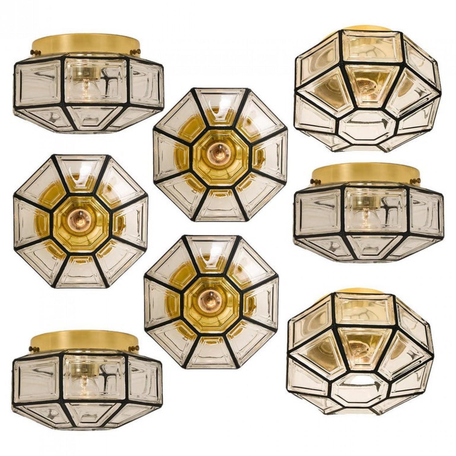 Aplique empotrable de hierro y cristal transparente by Limburg, 1970 Moderno de mediados de siglo en venta