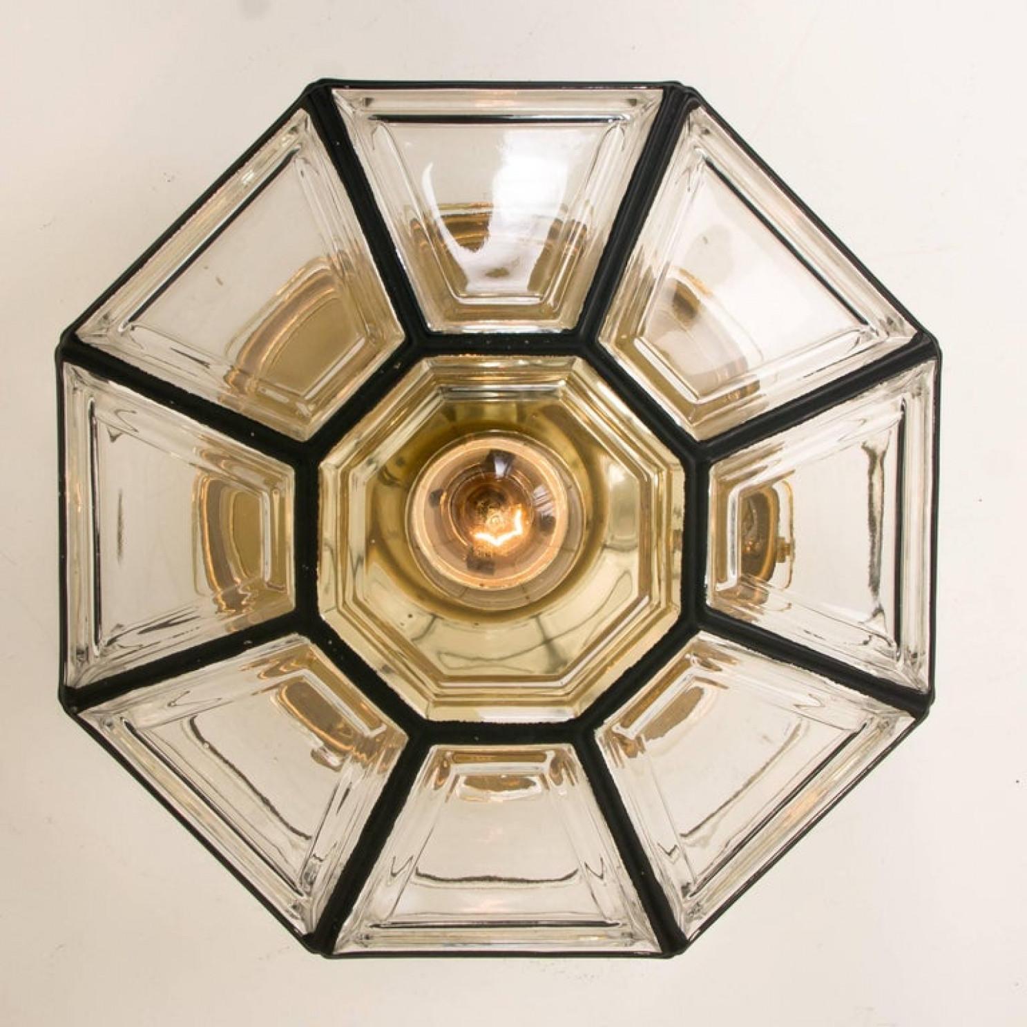 Aplique empotrable de hierro y cristal transparente by Limburg, 1970 en venta 1