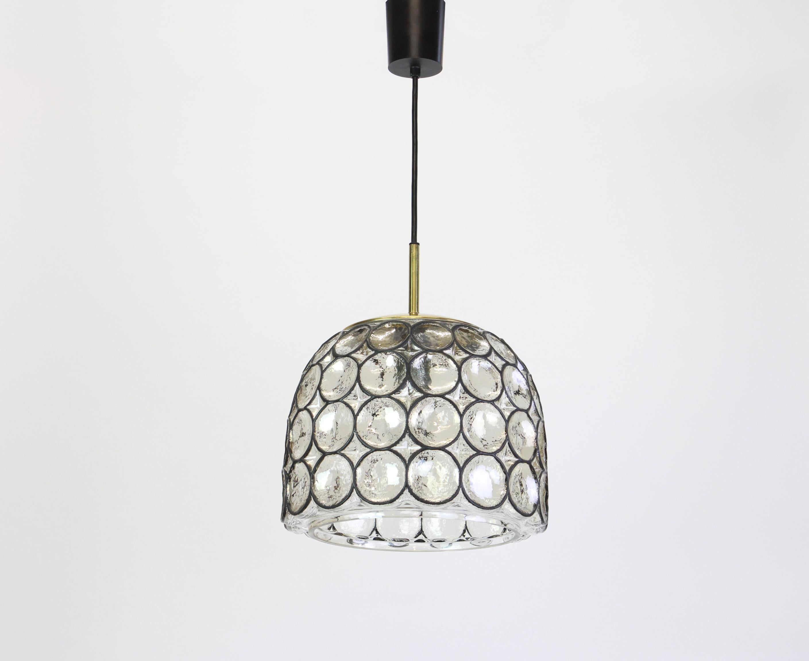 1 of 16 Iron and Clear Glass Pendant Lights by Limburg, Germany, 1960s In Good Condition For Sale In Aachen, NRW
