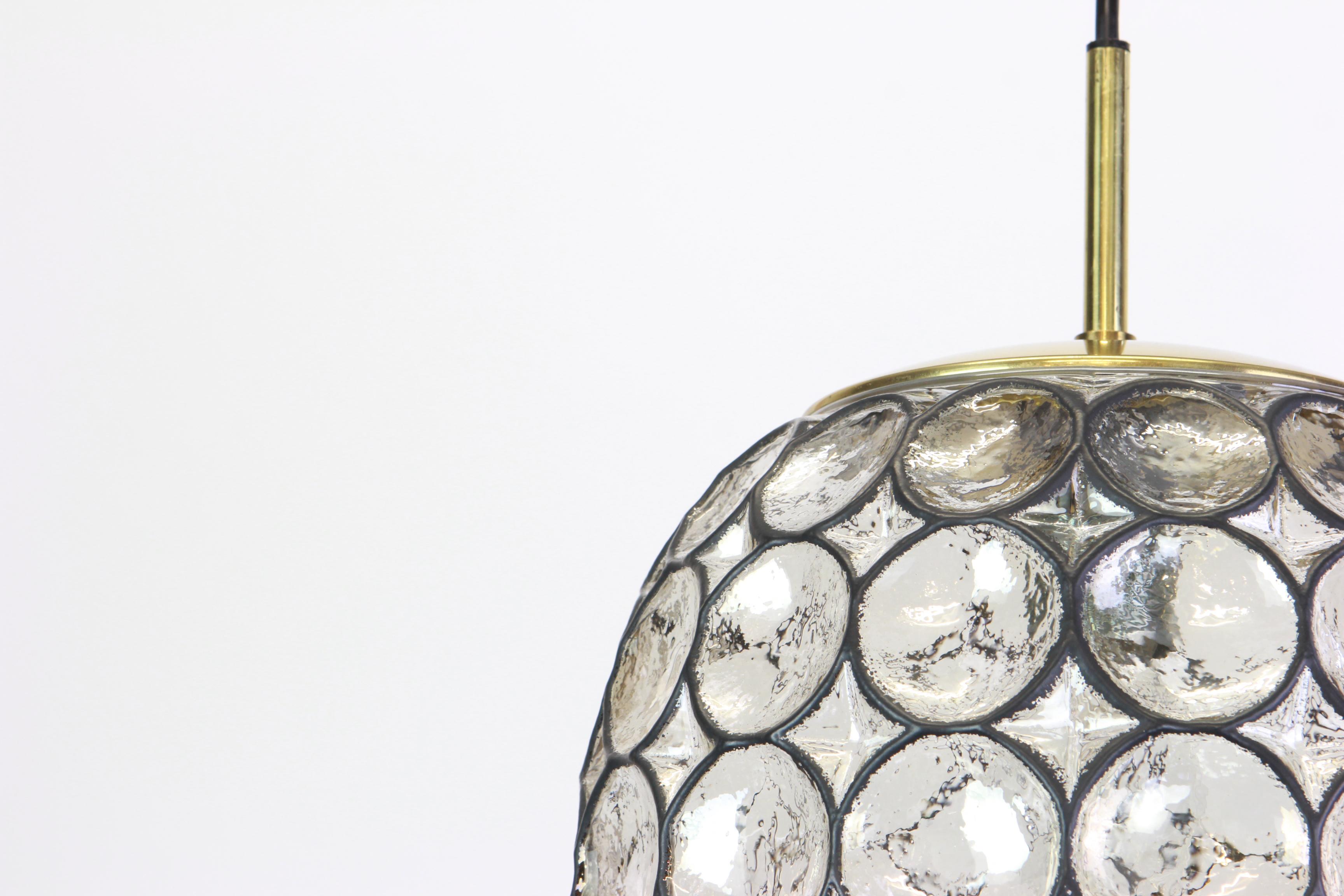 1 of 16 Iron and Clear Glass Pendant Lights by Limburg, Germany, 1960s For Sale 2