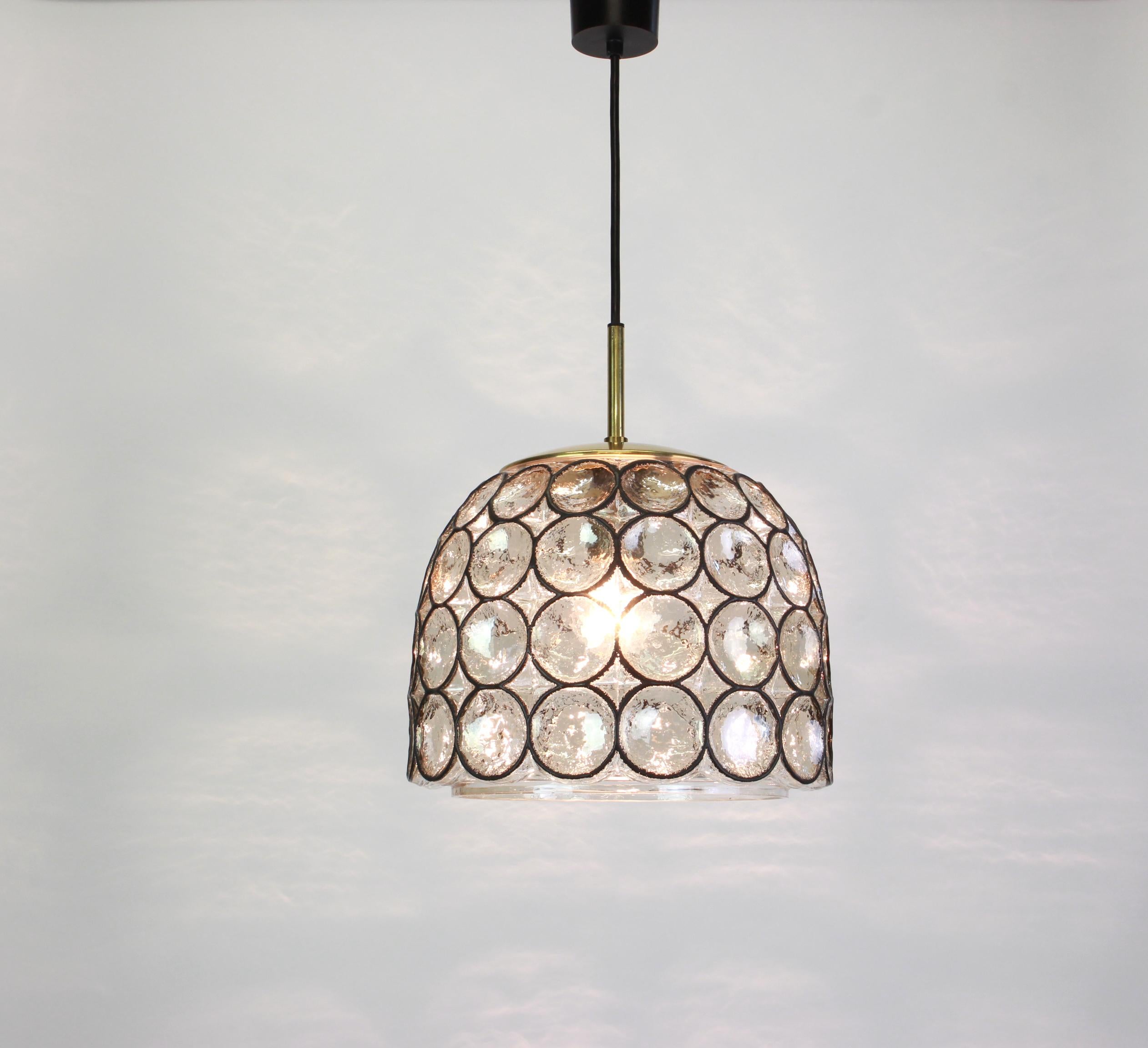 Mid-20th Century Iron and Clear Glass Pendant Lights by Limburg, Germany, 1960s