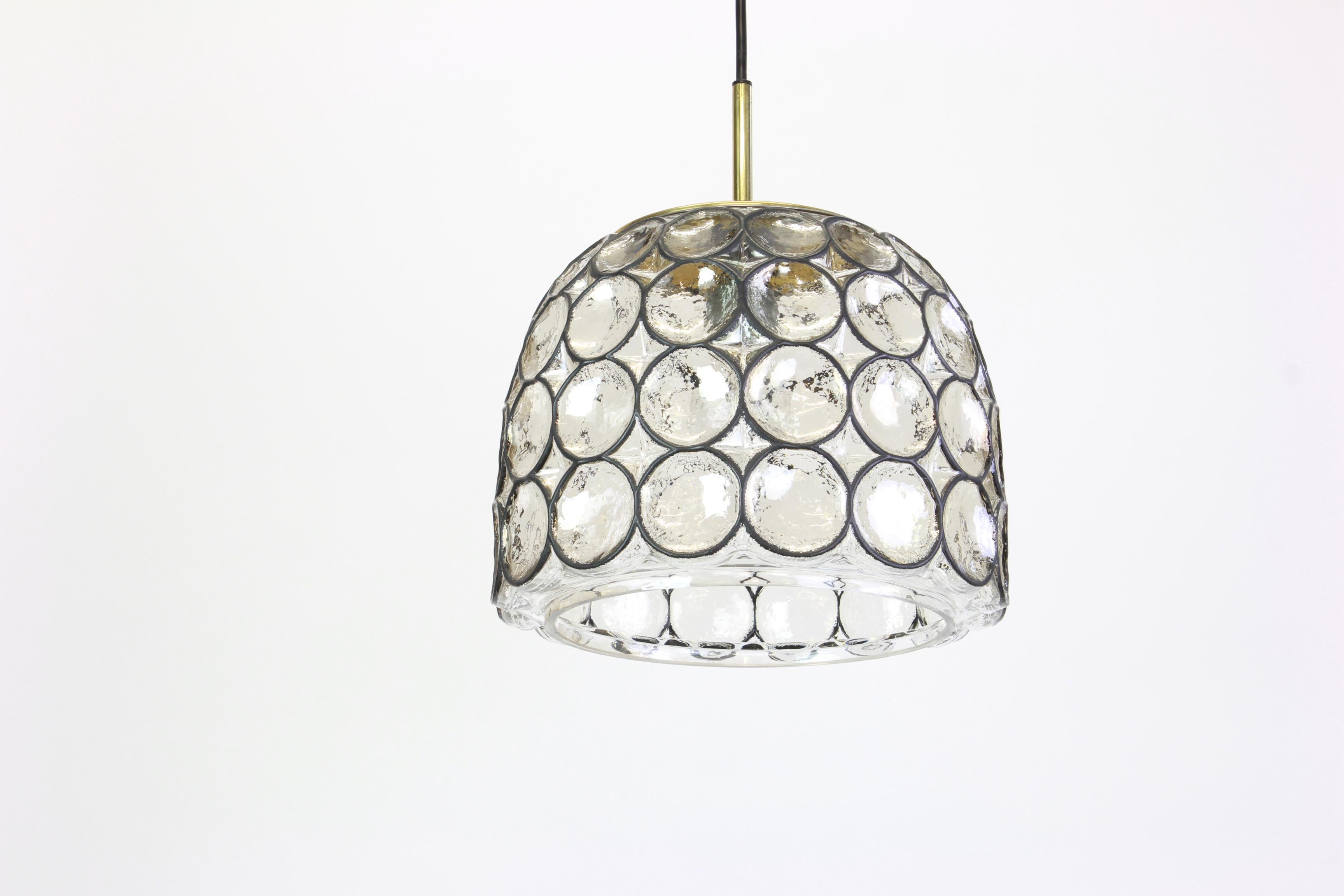1 of 16 Iron and Clear Glass Pendant Lights by Limburg, Germany, 1960s For Sale 2