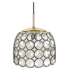 1 des 16 lampes à suspension en fer et verre transparent de Limburg, Allemagne, années 1960
