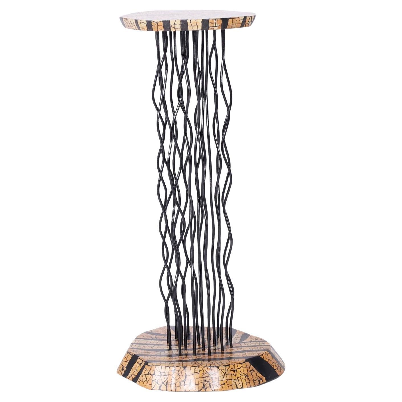 Iron and Coconut Shell Pedestal For Sale