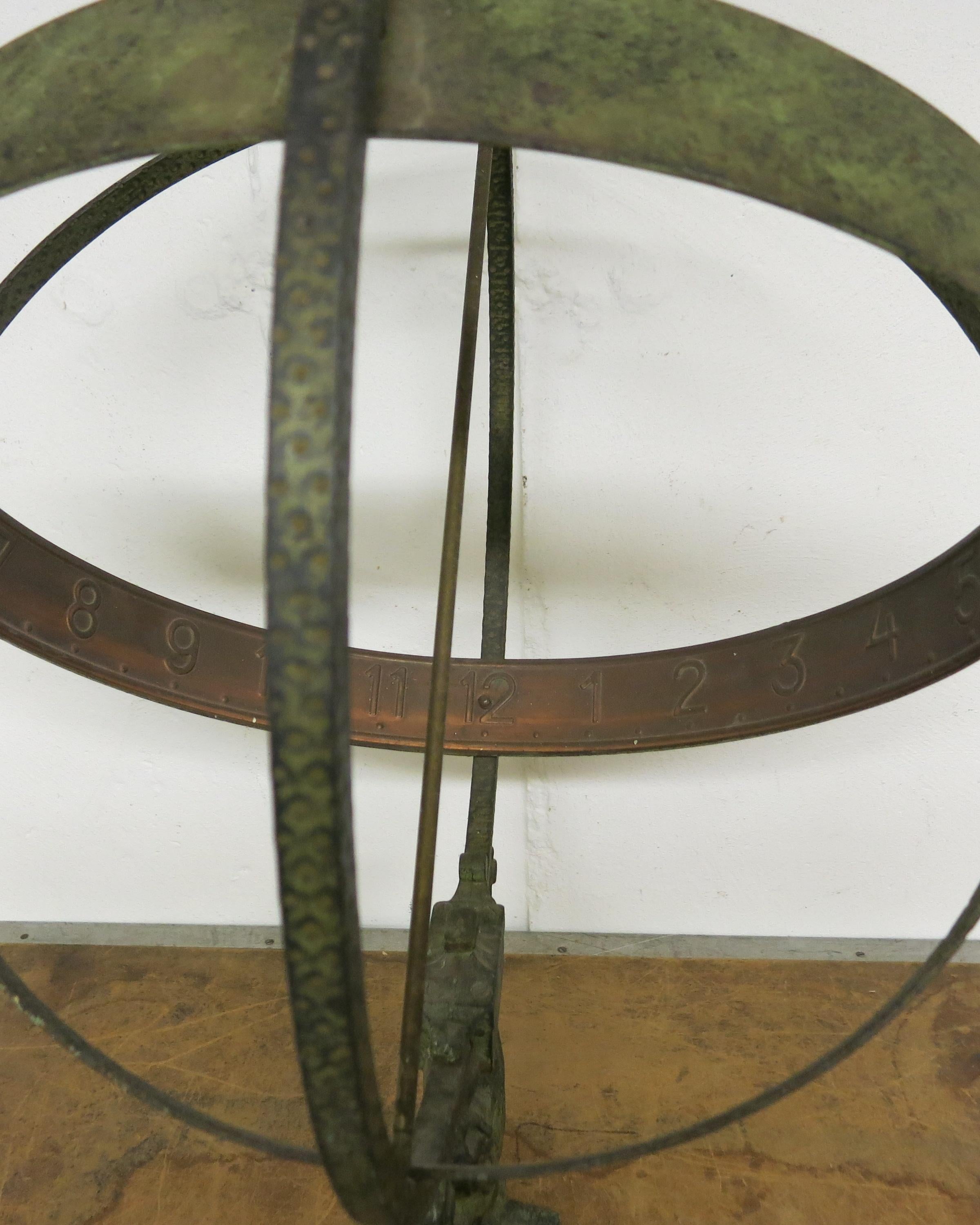 Mid-Century Modern Vintage Swedish Armillary Sundial Attributed to Sune Rooth For Sale