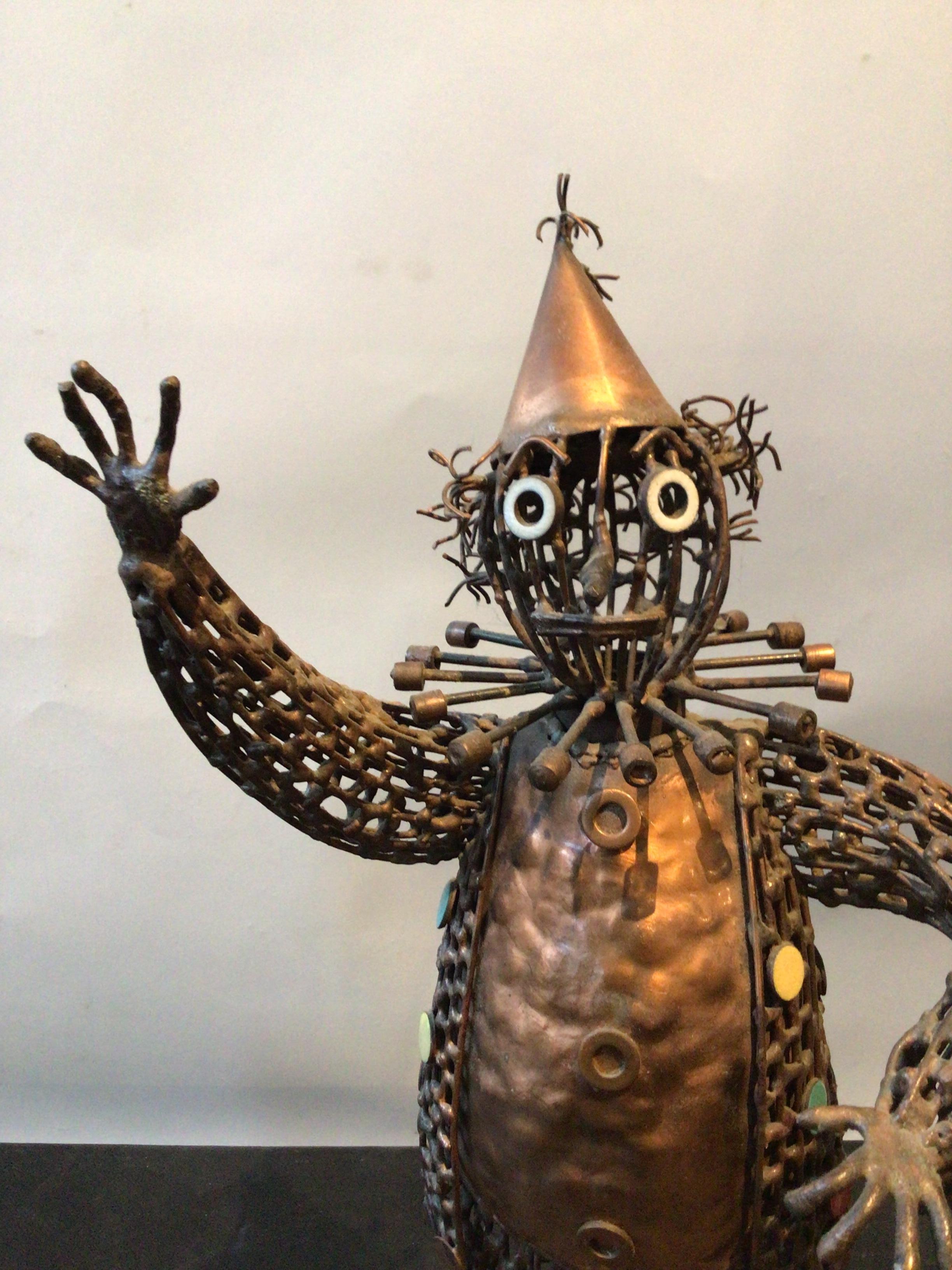 Iron and Copper Clown Sculpture by Maxine Burnett For Sale 4