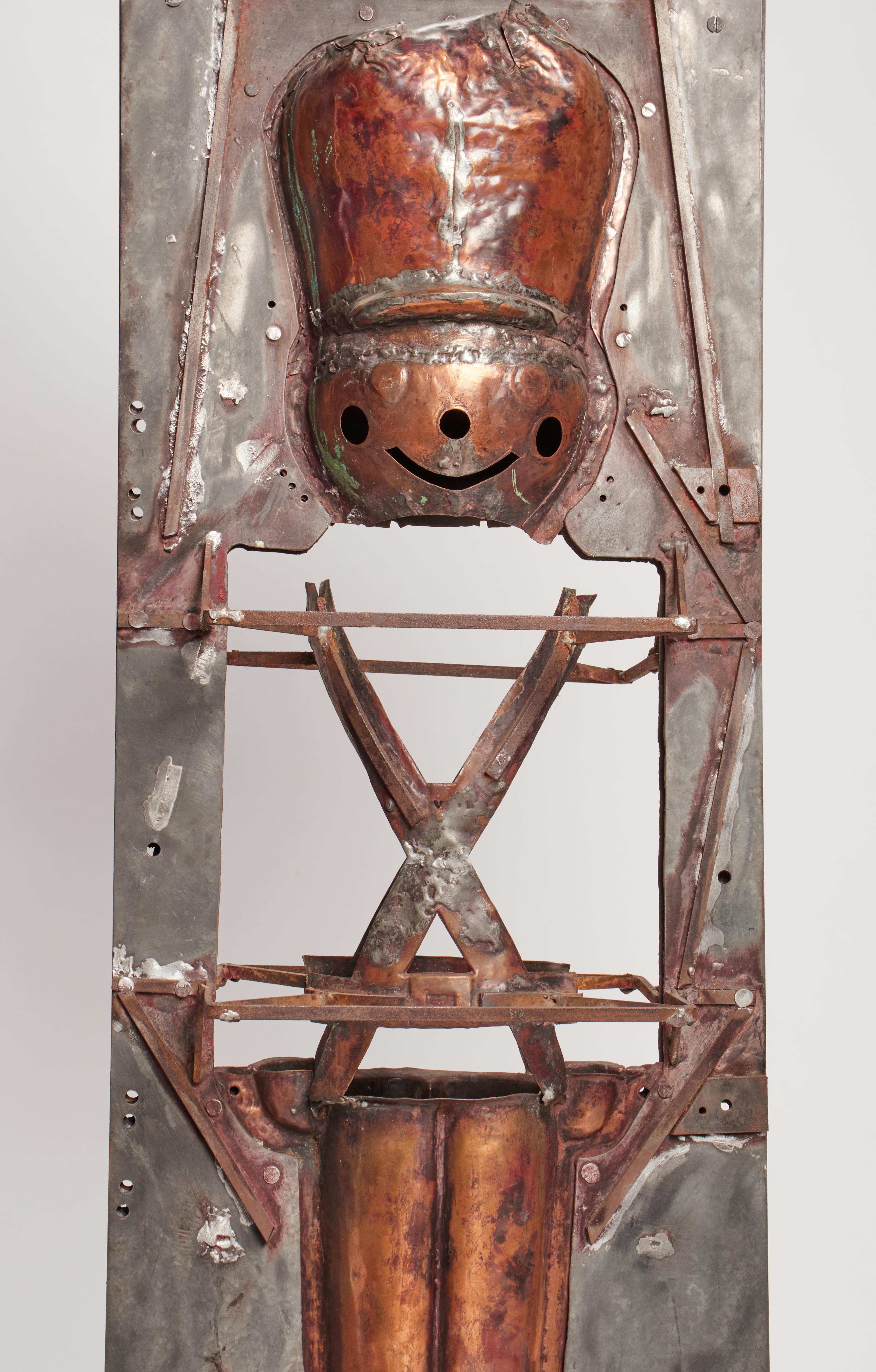 Iron and copper mold for a toy depicting a soldier. USA 1900 ca.