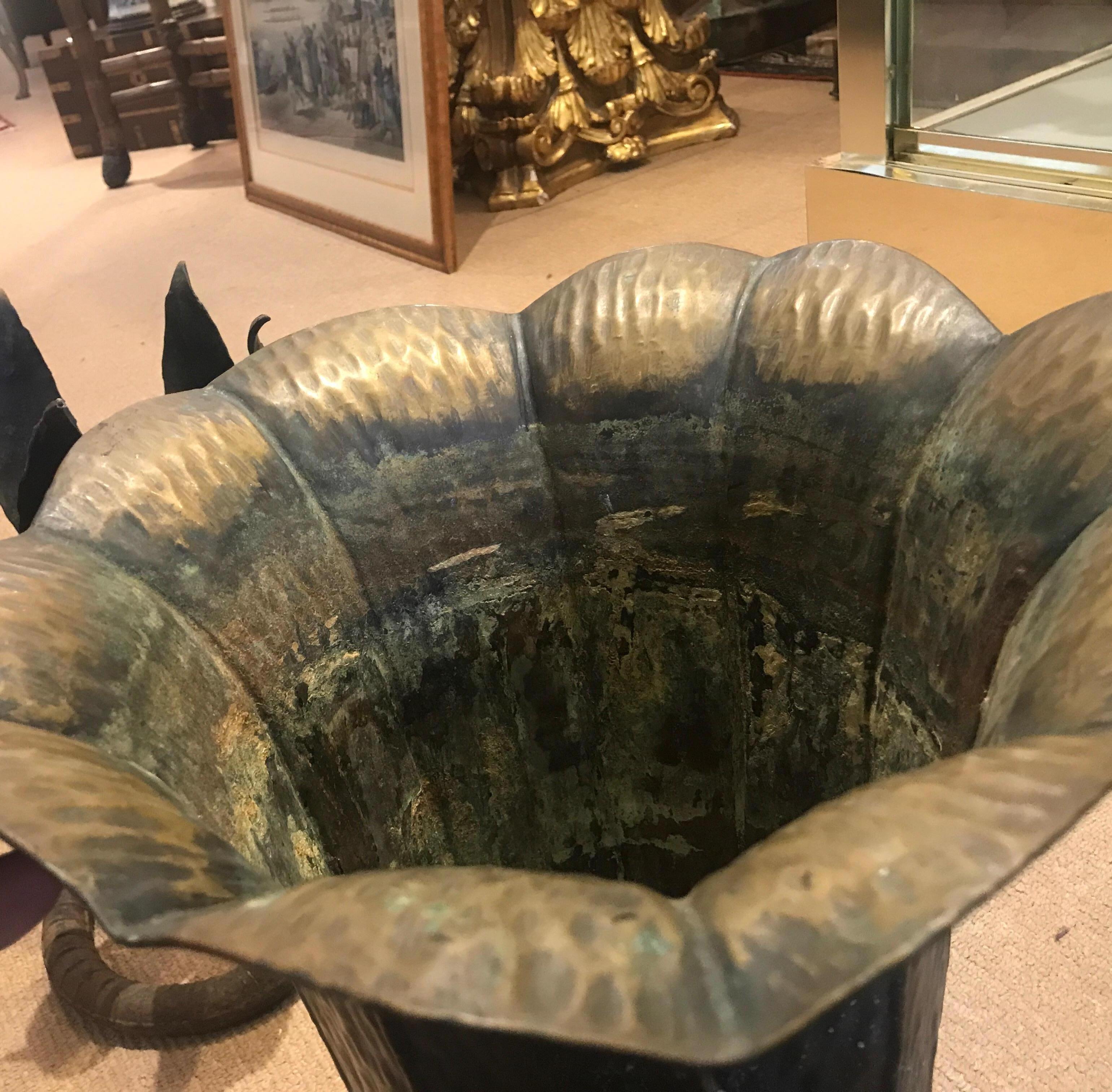 Iron and Copper Tulip Form Brutalist Planter In Good Condition In Lambertville, NJ