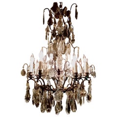 Retro Iron and Crystal 8-Light Chandelier in the Baccarat Style