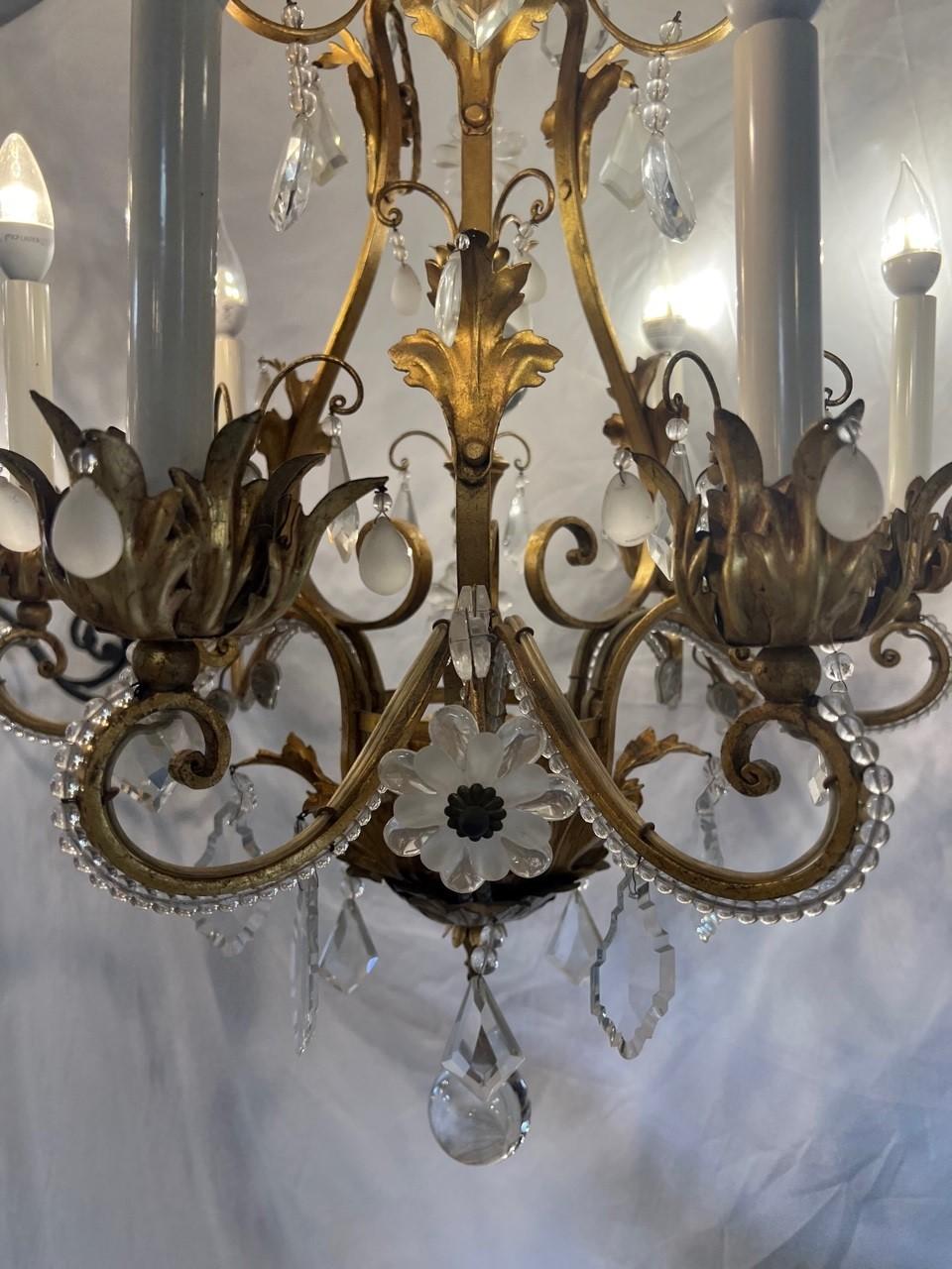 antique bronze and crystal chandelier