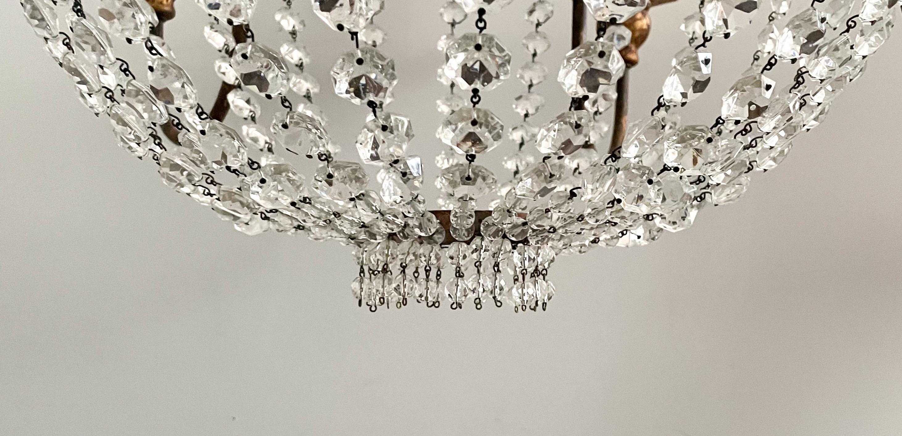 20th Century Iron and Crystal Chandelier by Niermann Weeks